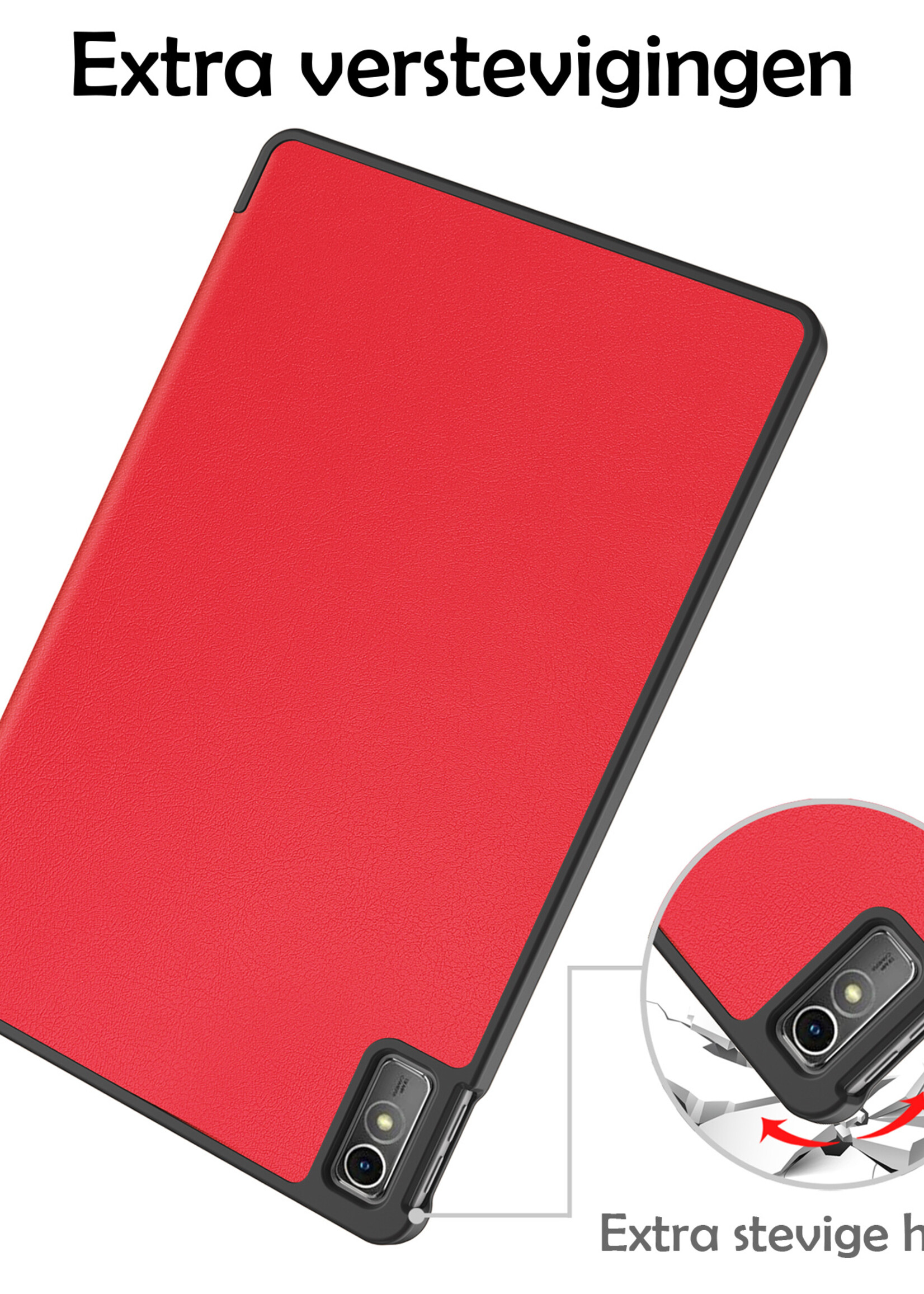 LUQ Hoes Geschikt voor Lenovo Tab M10 5G Hoes Luxe Hoesje Book Case Met Screenprotector - Hoesje Geschikt voor Lenovo Tab M10 5G Hoes Cover - Rood