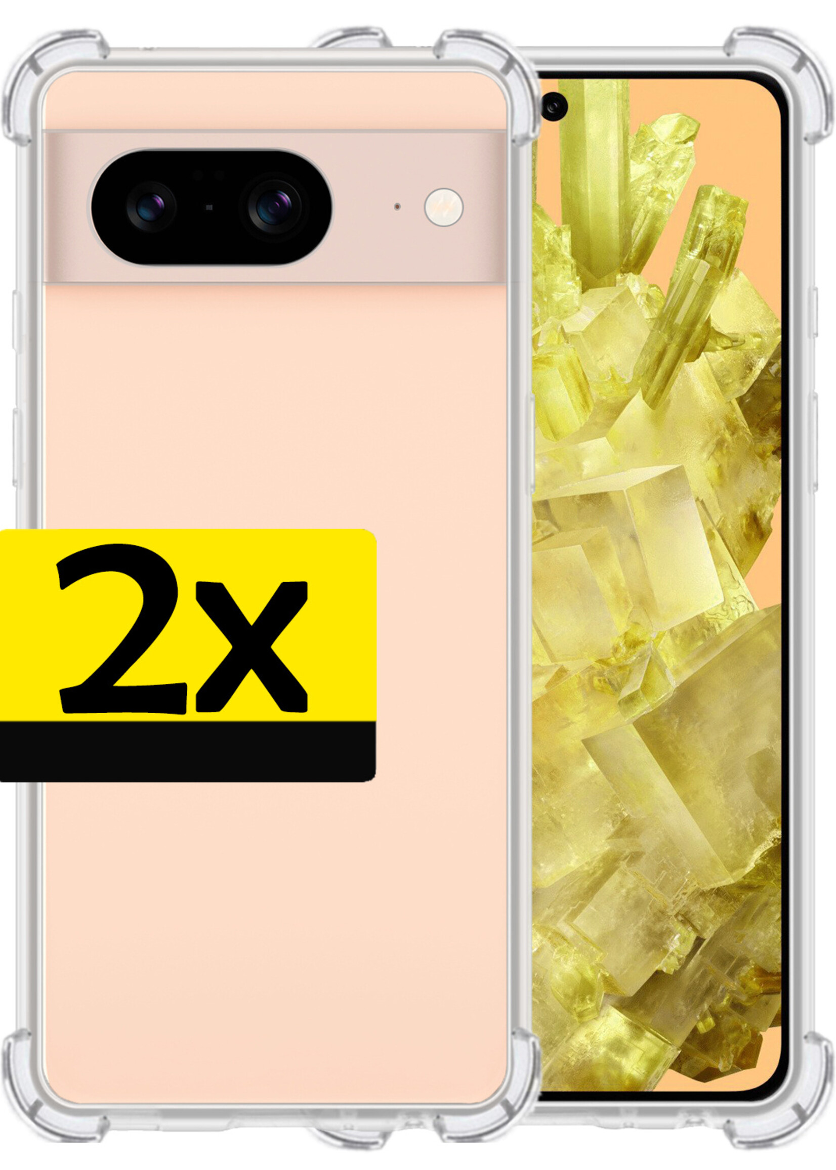 LUQ Hoesje Geschikt voor Google Pixel 8 Hoesje Shockproof Case Siliconen - Hoes Geschikt voor Google Pixel 8 Hoes Cover Siliconen - Transparant - 2 Stuks