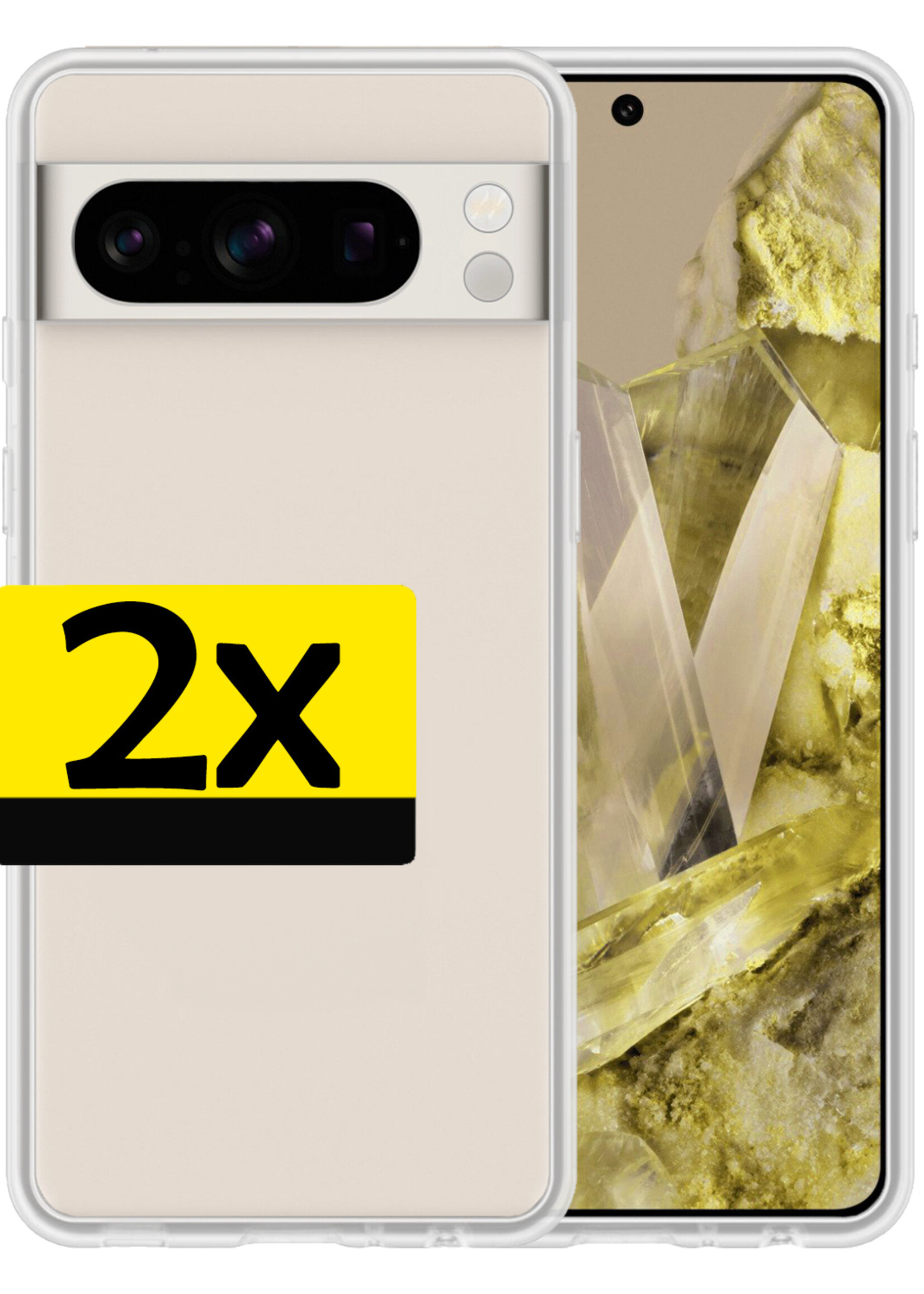 LUQ Hoesje Geschikt voor Google Pixel 8 Pro Hoesje Siliconen Case - Hoes Geschikt voor Google Pixel 8 Pro Hoes Siliconen - Transparant - 2 Stuks