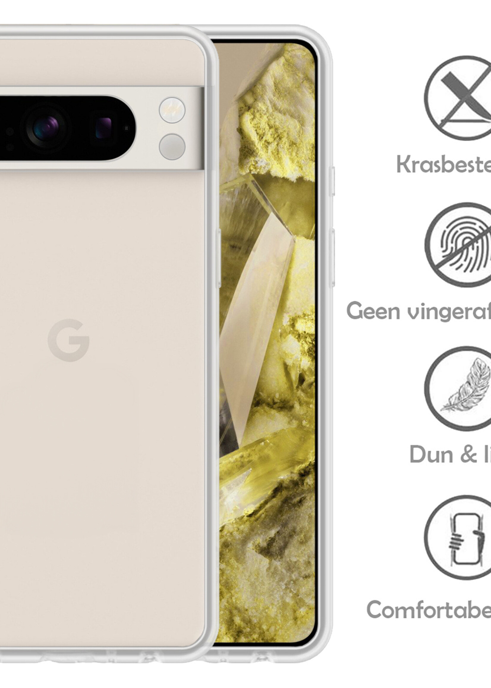 LUQ Hoesje Geschikt voor Google Pixel 8 Pro Hoesje Siliconen Case - Hoes Geschikt voor Google Pixel 8 Pro Hoes Siliconen - Transparant - 2 Stuks