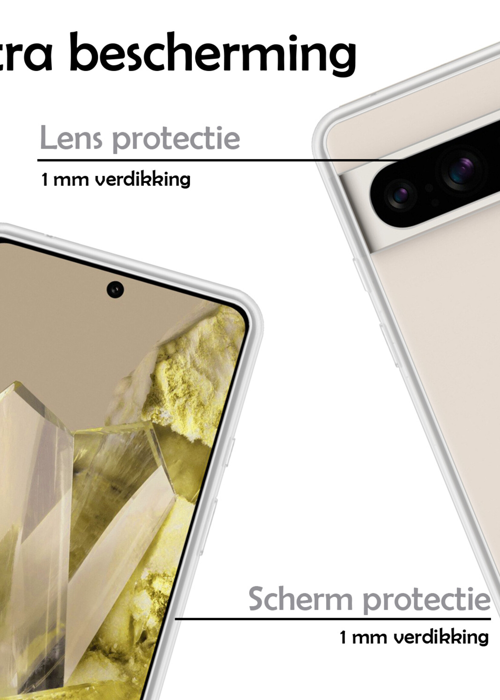 LUQ Hoesje Geschikt voor Google Pixel 8 Pro Hoesje Siliconen Case - Hoes Geschikt voor Google Pixel 8 Pro Hoes Siliconen - Transparant - 2 Stuks