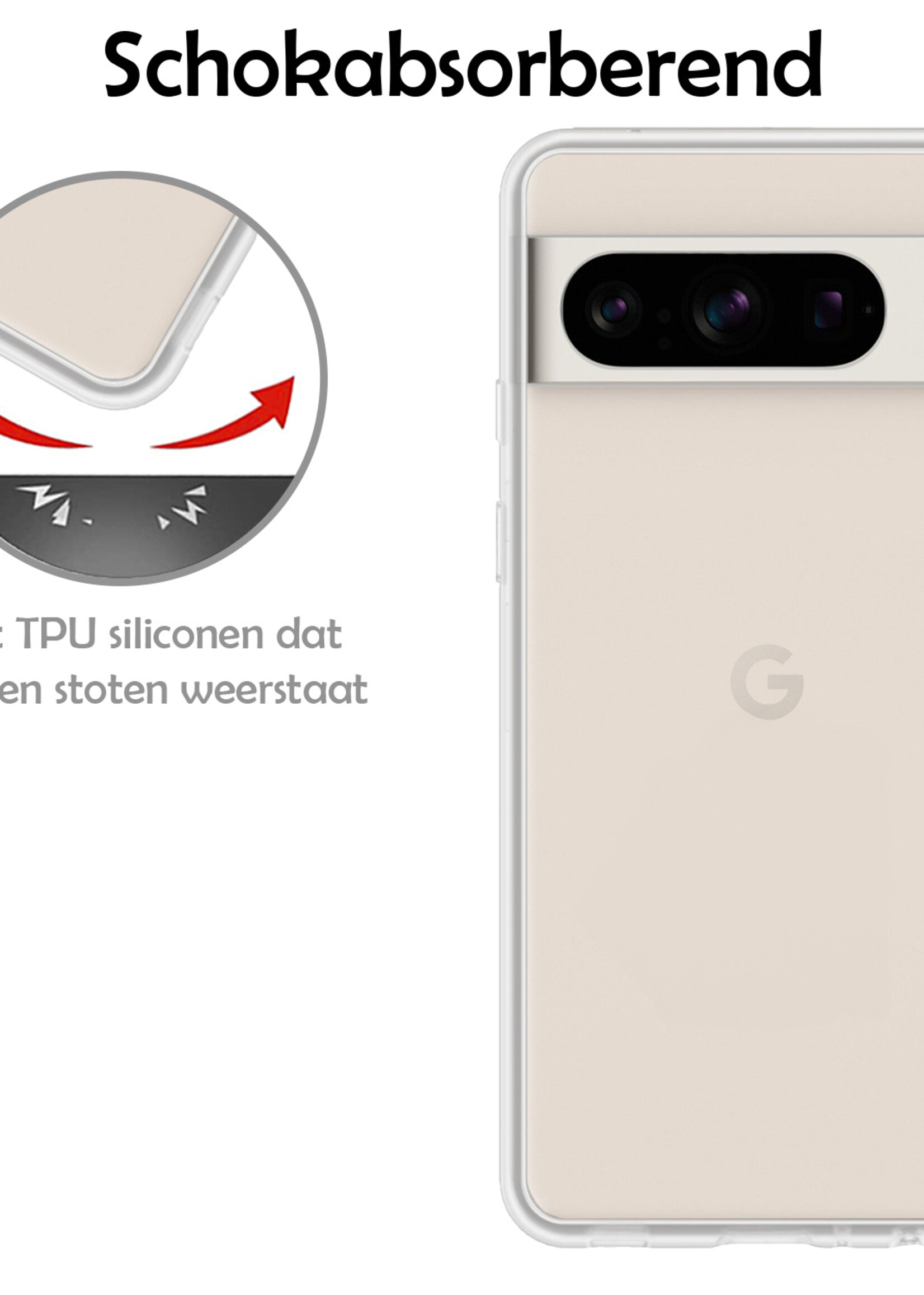 LUQ Hoesje Geschikt voor Google Pixel 8 Pro Hoesje Siliconen Case - Hoes Geschikt voor Google Pixel 8 Pro Hoes Siliconen - Transparant