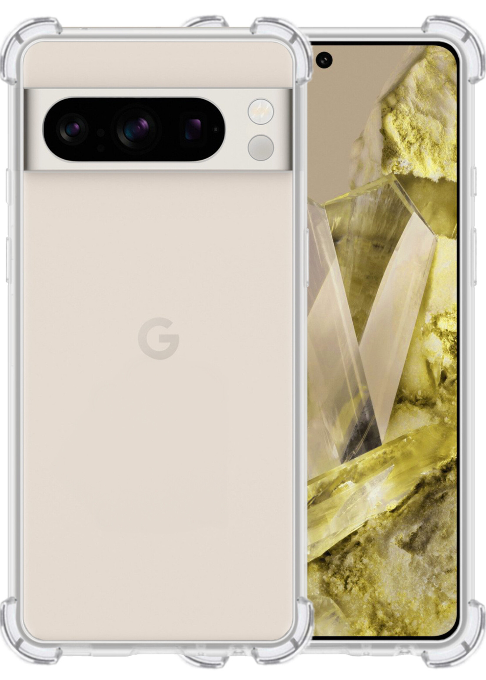 LUQ Hoesje Geschikt voor Google Pixel 8 Pro Hoesje Shockproof Case Siliconen - Hoes Geschikt voor Google Pixel 8 Pro Hoes Cover Siliconen - Transparant