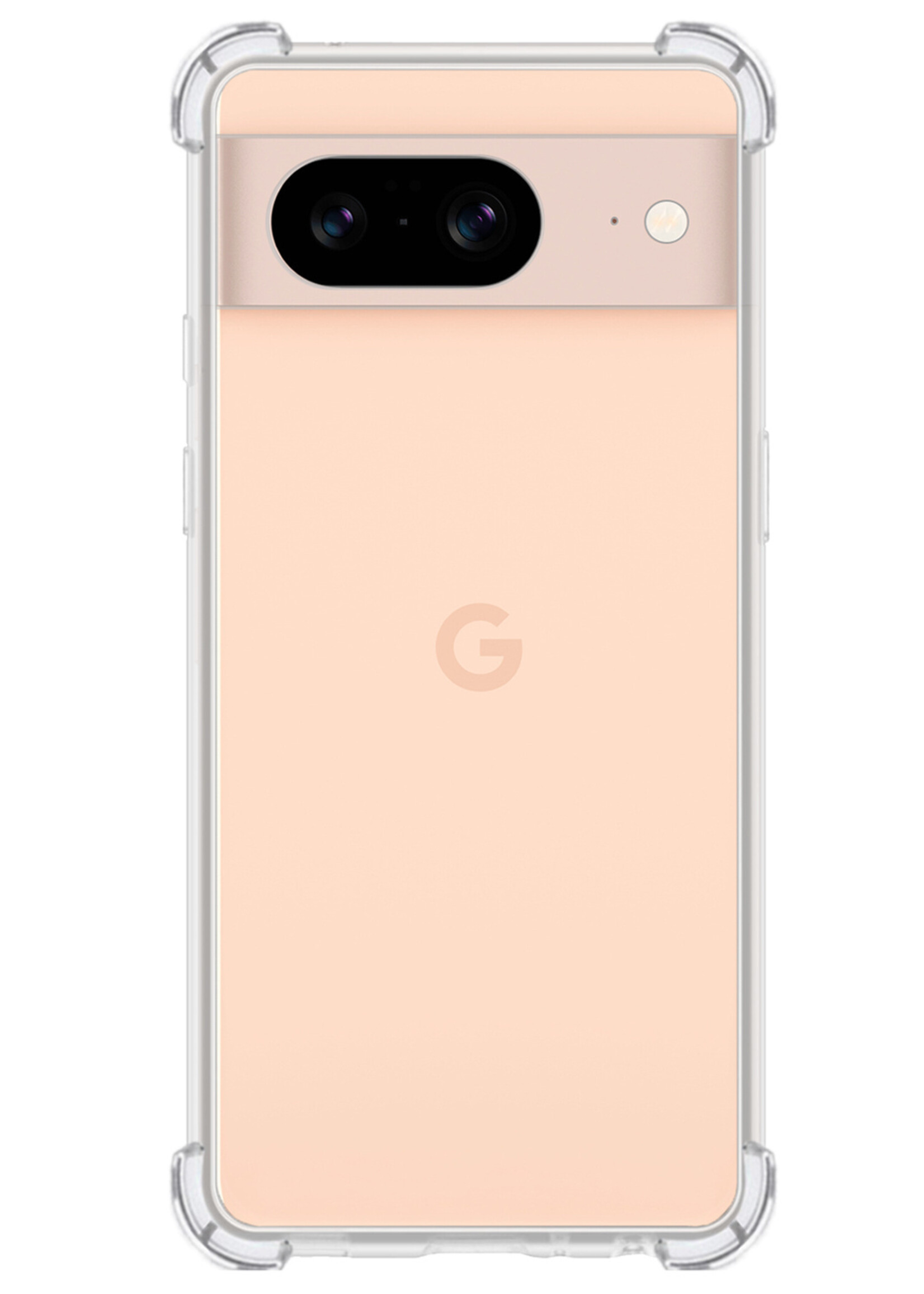 LUQ Hoesje Geschikt voor Google Pixel 8 Hoesje Shockproof Case Siliconen Met 2x Screenprotector - Hoes Geschikt voor Google Pixel 8 Hoes Cover Siliconen - Transparant