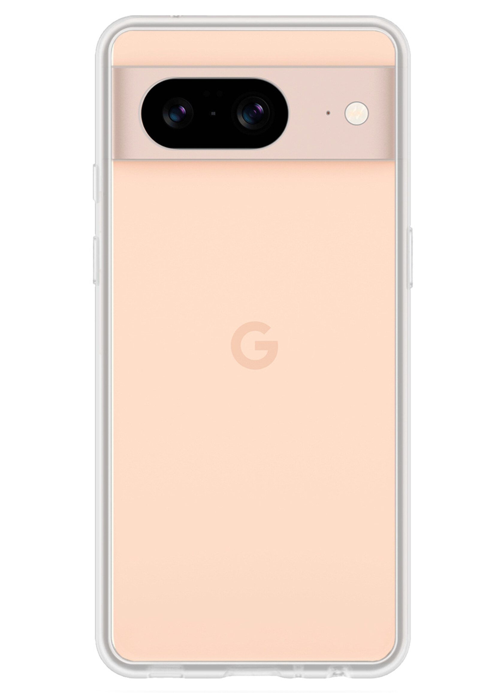 LUQ Hoesje Geschikt voor Google Pixel 8 Hoesje Siliconen Case Met Screenprotector - Hoes Geschikt voor Google Pixel 8 Hoes Siliconen - Transparant