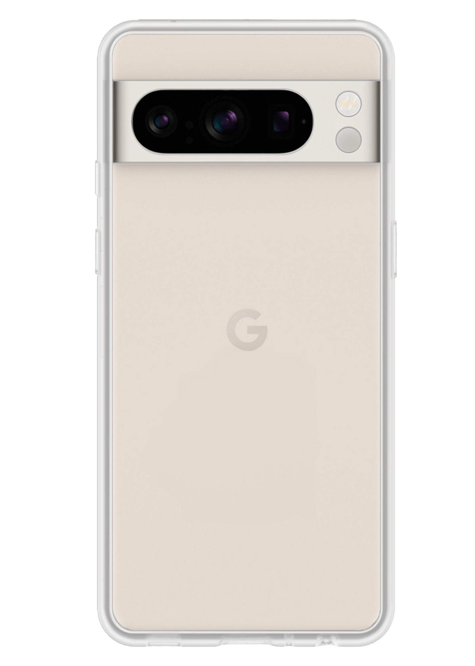 LUQ Hoesje Geschikt voor Google Pixel 8 Pro Hoesje Siliconen Case Met 2x Screenprotector - Hoes Geschikt voor Google Pixel 8 Pro Hoes Siliconen - Transparant