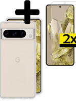 LUQ LUQ Google Pixel 8 Pro Hoesje Siliconen Met 2x Screenprotector - Transparant
