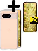 LUQ LUQ Google Pixel 8 Hoesje Siliconen Met 2x Screenprotector - Transparant