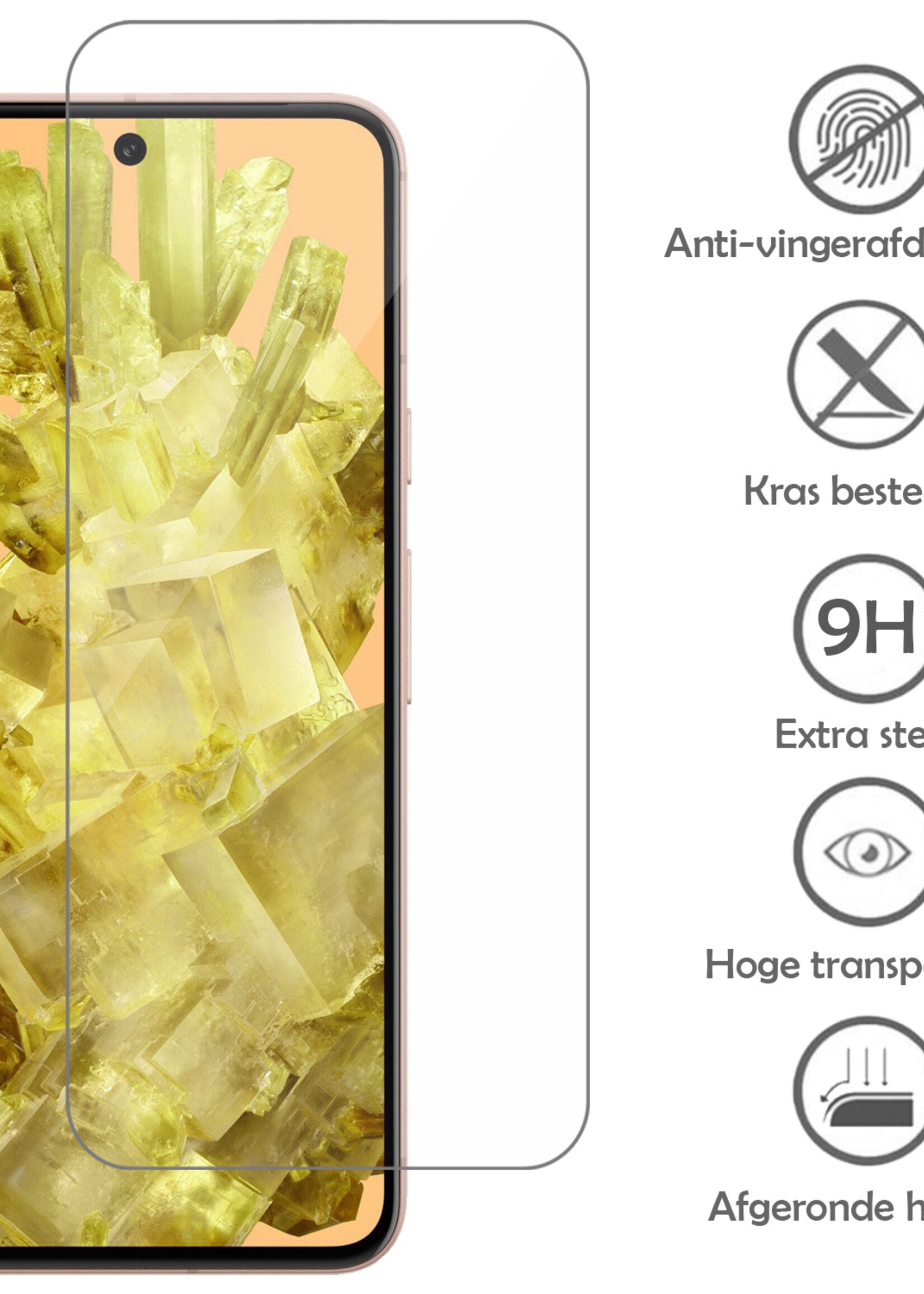 LUQ Hoesje Geschikt voor Google Pixel 8 Hoesje Siliconen Case Met Screenprotector - Hoes Geschikt voor Google Pixel 8 Hoes Siliconen - Transparant