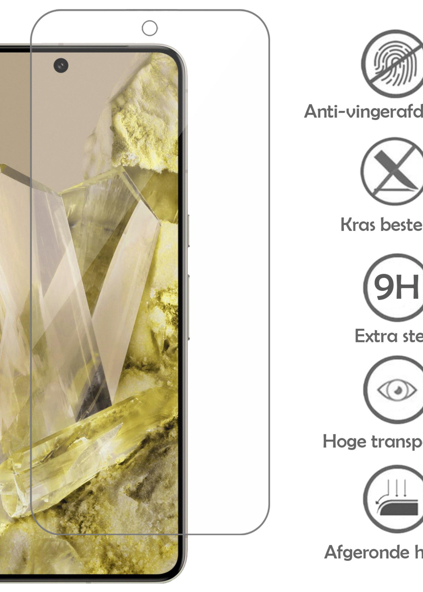 LUQ Hoesje Geschikt voor Google Pixel 8 Pro Hoesje Siliconen Case Met Screenprotector - Hoes Geschikt voor Google Pixel 8 Pro Hoes Siliconen - Transparant