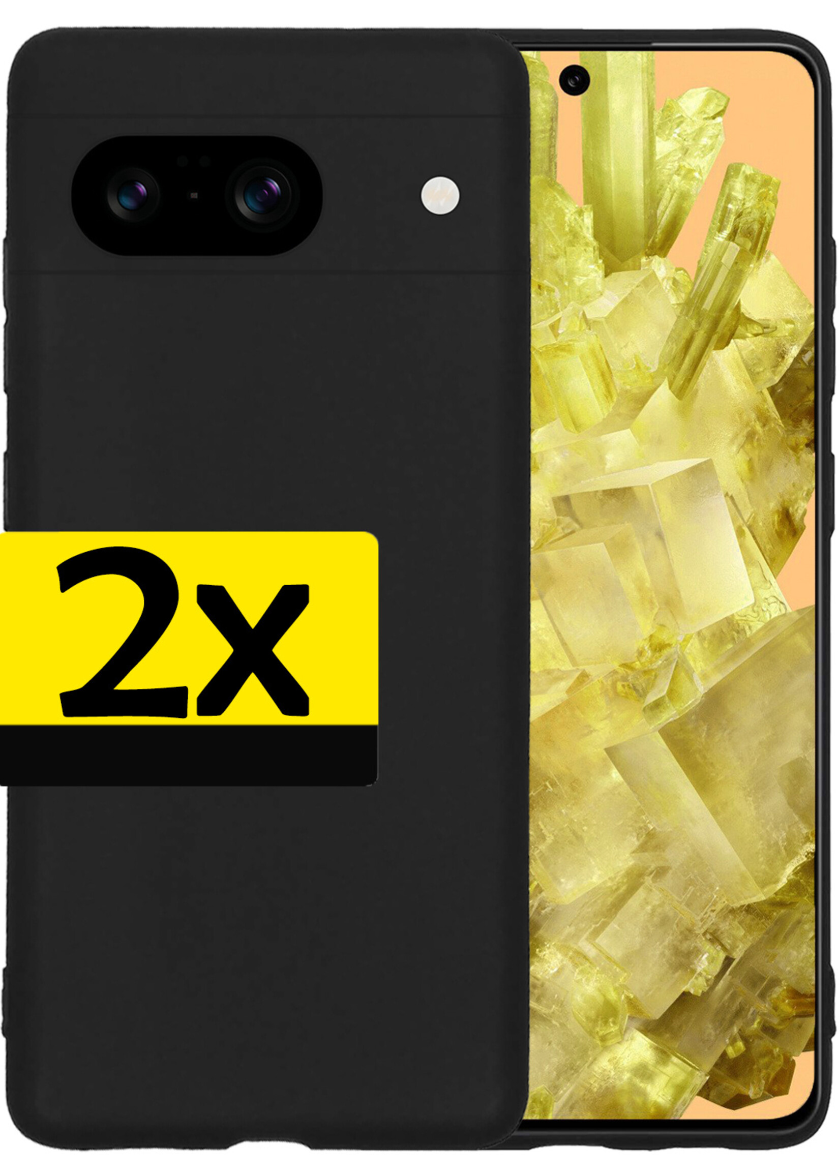 LUQ Hoesje Geschikt voor Google Pixel 8 Hoesje Siliconen Case - Hoes Geschikt voor Google Pixel 8 Hoes Siliconen - Zwart - 2 Stuks