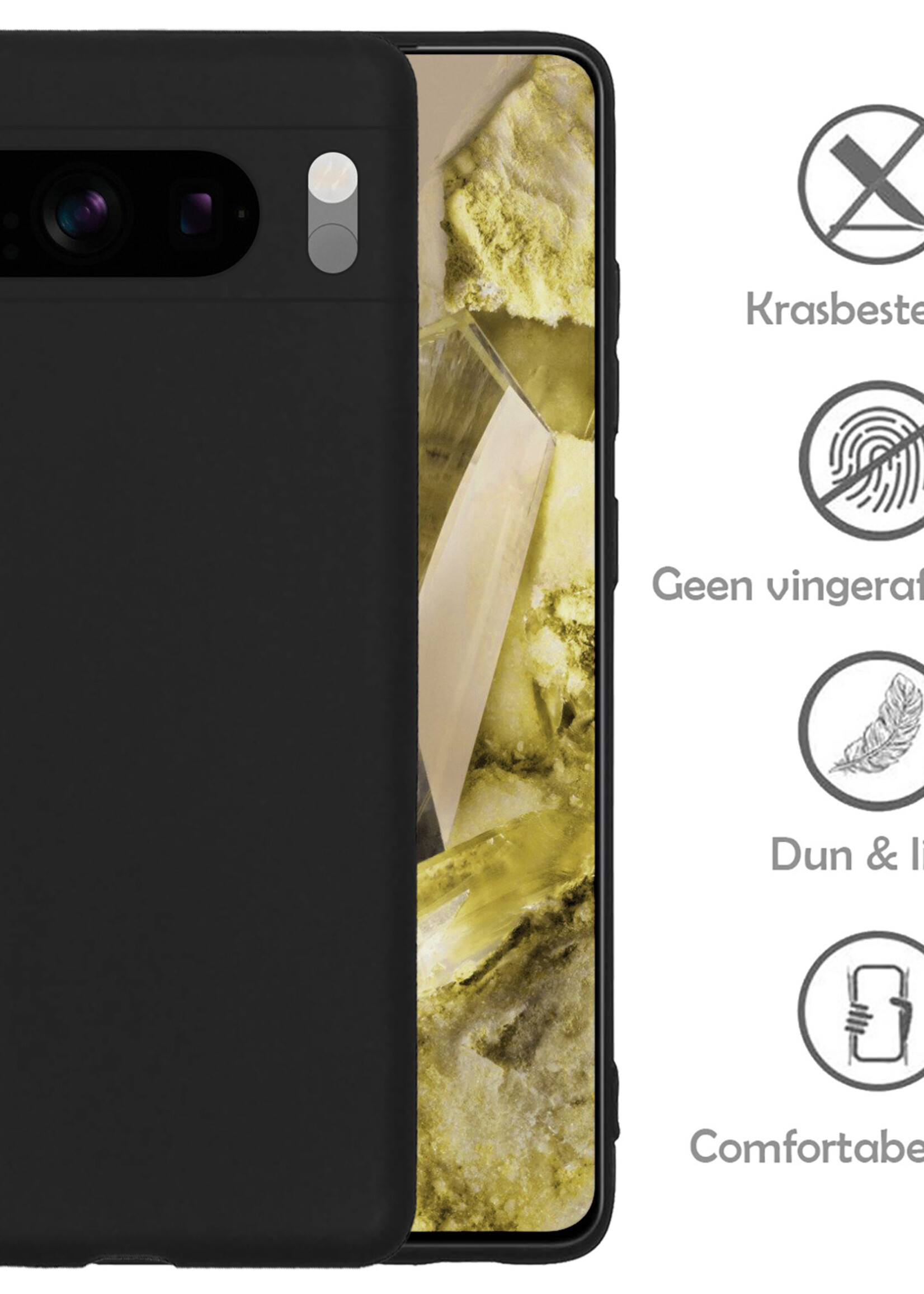 LUQ Hoesje Geschikt voor Google Pixel 8 Pro Hoesje Siliconen Case - Hoes Geschikt voor Google Pixel 8 Pro Hoes Siliconen - Zwart