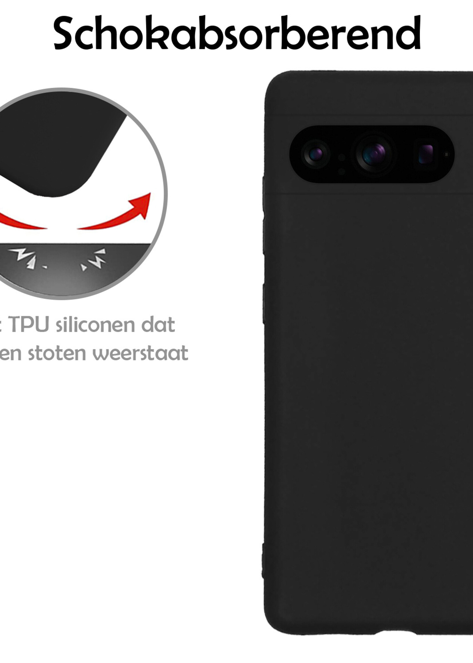 LUQ Hoesje Geschikt voor Google Pixel 8 Pro Hoesje Siliconen Case - Hoes Geschikt voor Google Pixel 8 Pro Hoes Siliconen - Zwart