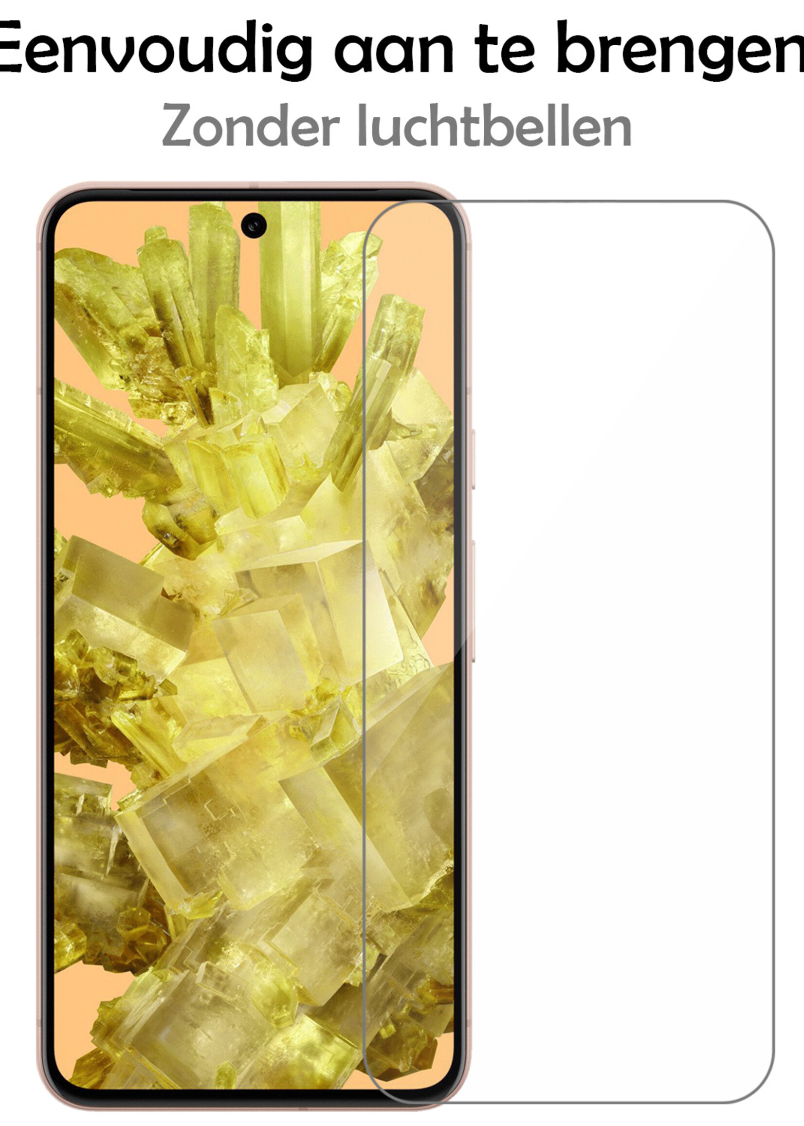 LUQ Hoesje Geschikt voor Google Pixel 8 Hoesje Siliconen Case Met 2x Screenprotector - Hoes Geschikt voor Google Pixel 8 Hoes Siliconen - Zwart