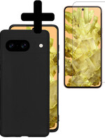 LUQ LUQ Google Pixel 8 Hoesje Siliconen Met Screenprotector - Zwart