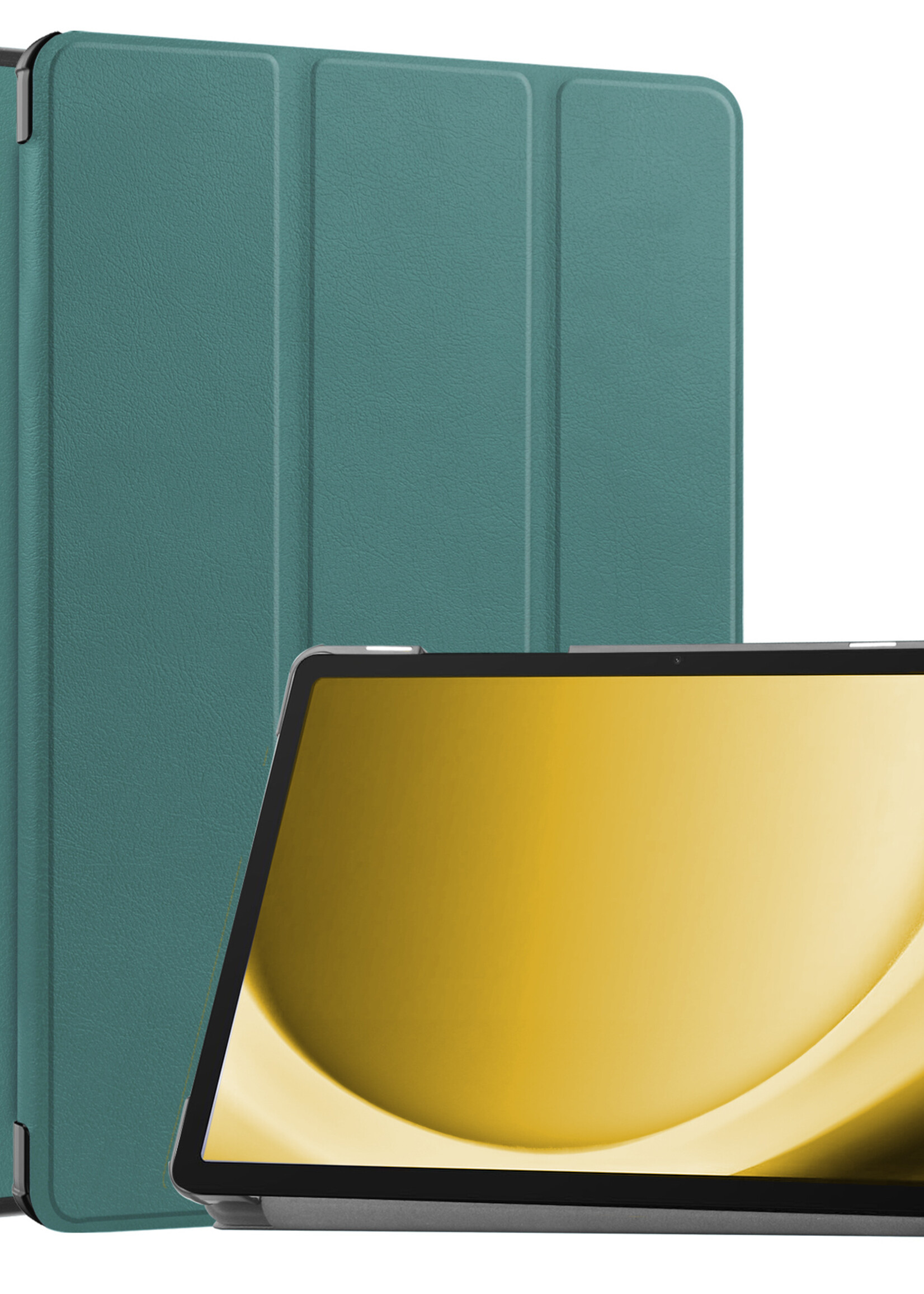 LUQ Hoes Geschikt voor Samsung Galaxy Tab A9 Hoes Luxe Hoesje Book Case - Hoesje Geschikt voor Samsung Tab A9 Hoes Cover - Donkergroen