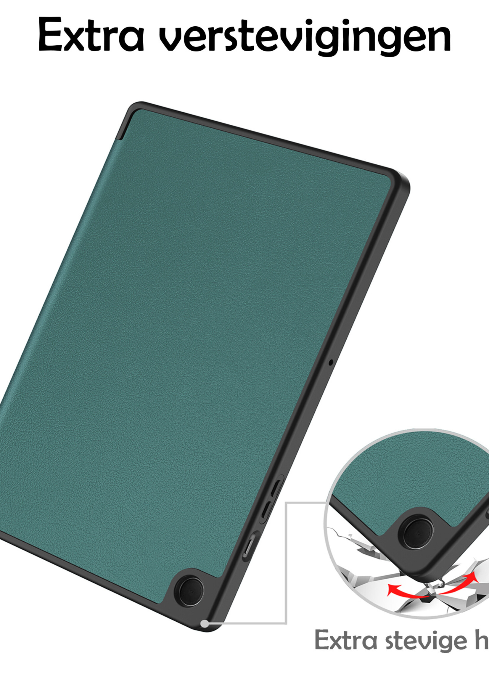 LUQ Hoes Geschikt voor Samsung Galaxy Tab A9 Hoes Luxe Hoesje Book Case - Hoesje Geschikt voor Samsung Tab A9 Hoes Cover - Donkergroen