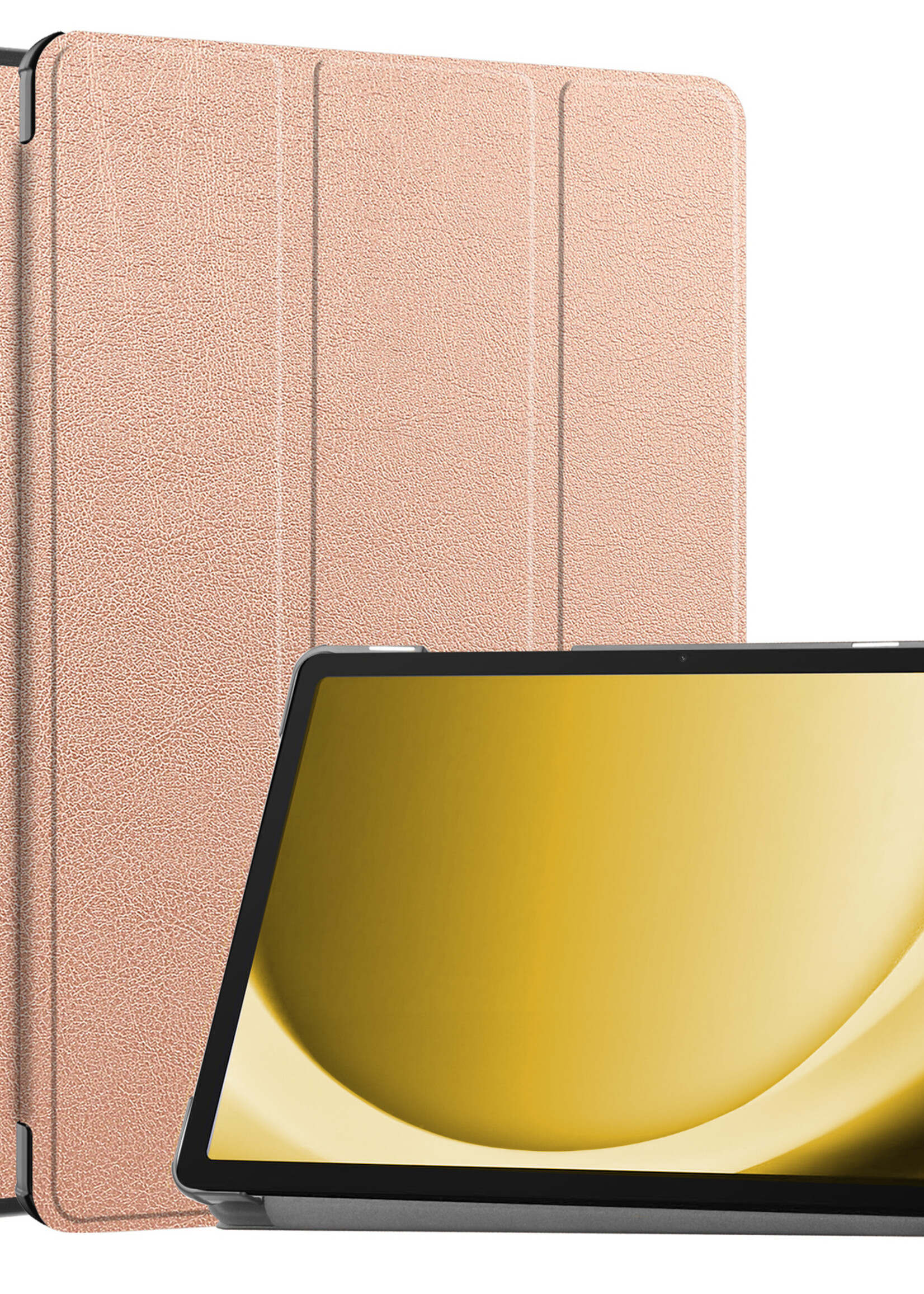 LUQ Hoes Geschikt voor Samsung Galaxy Tab A9 Hoes Luxe Hoesje Book Case - Hoesje Geschikt voor Samsung Tab A9 Hoes Cover - Rosé goud