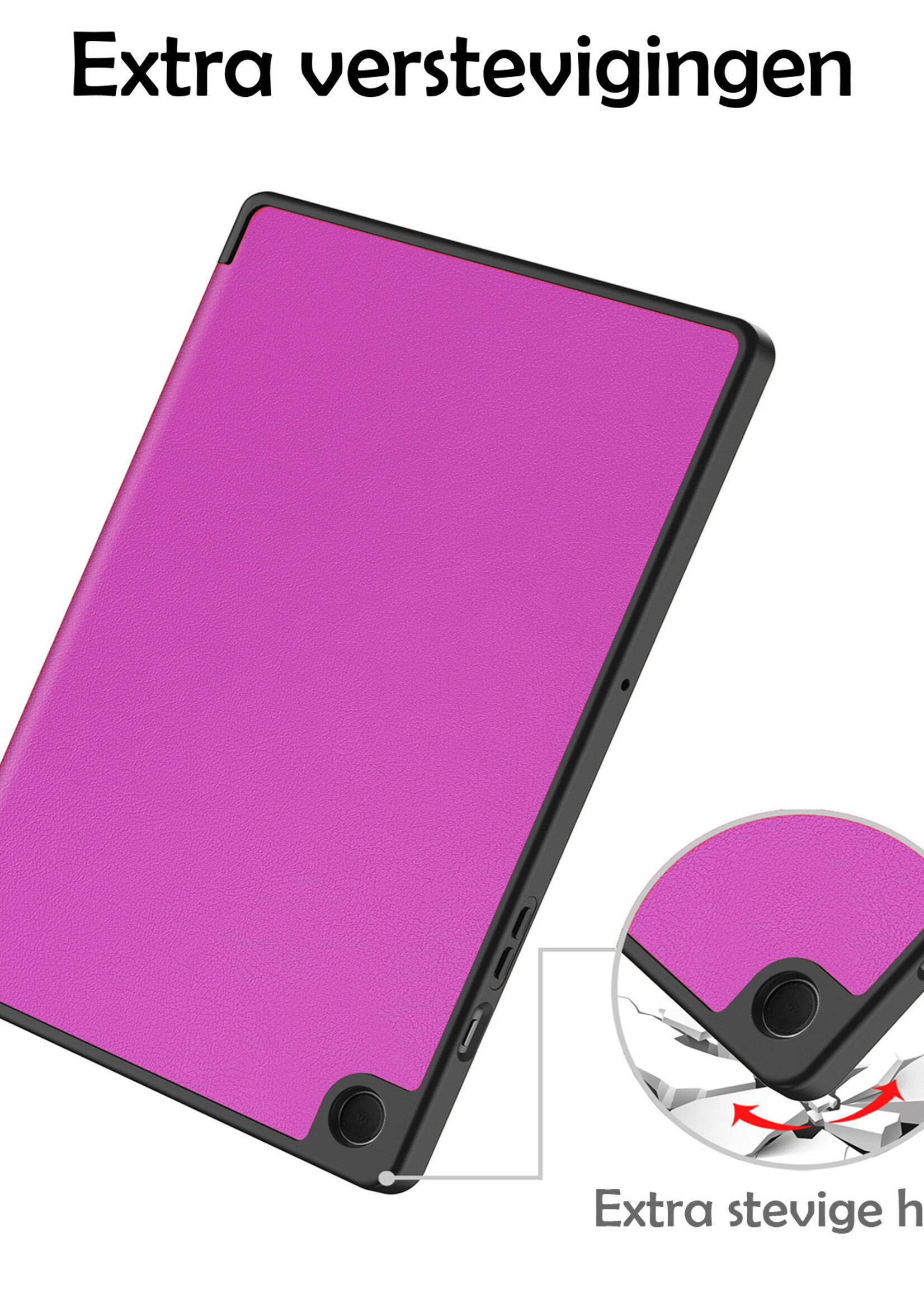 LUQ Hoes Geschikt voor Samsung Galaxy Tab A9 Hoes Luxe Hoesje Book Case Met Screenprotector - Hoesje Geschikt voor Samsung Tab A9 Hoes Cover - Paars