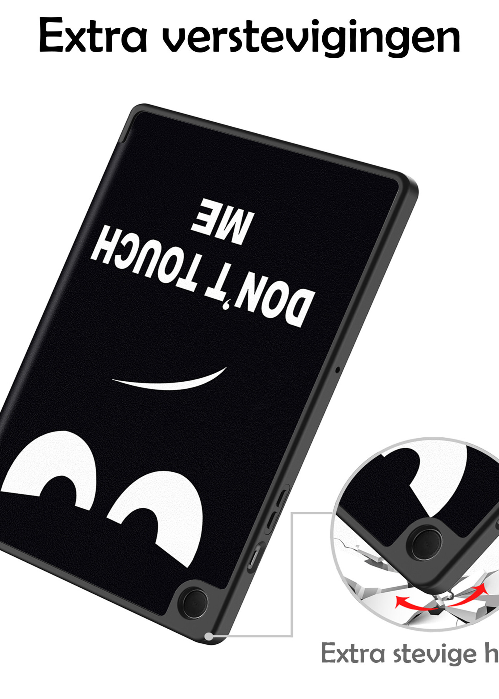 LUQ Hoes Geschikt voor Samsung Galaxy Tab A9 Hoes Luxe Hoesje Book Case Met Screenprotector - Hoesje Geschikt voor Samsung Tab A9 Hoes Cover - Don't Touch Me