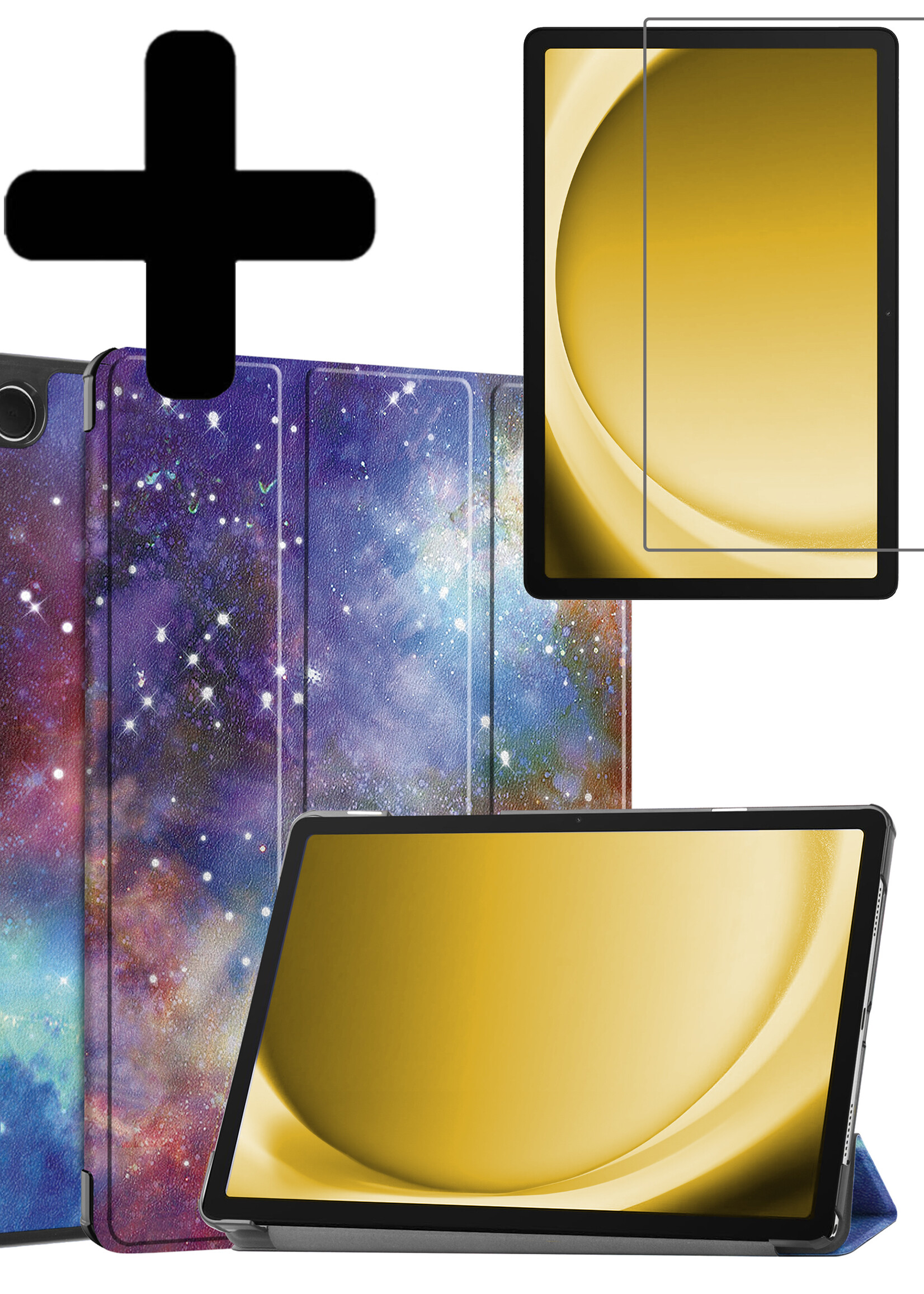 LUQ Hoes Geschikt voor Samsung Galaxy Tab A9 Hoes Luxe Hoesje Book Case Met Screenprotector - Hoesje Geschikt voor Samsung Tab A9 Hoes Cover - Galaxy