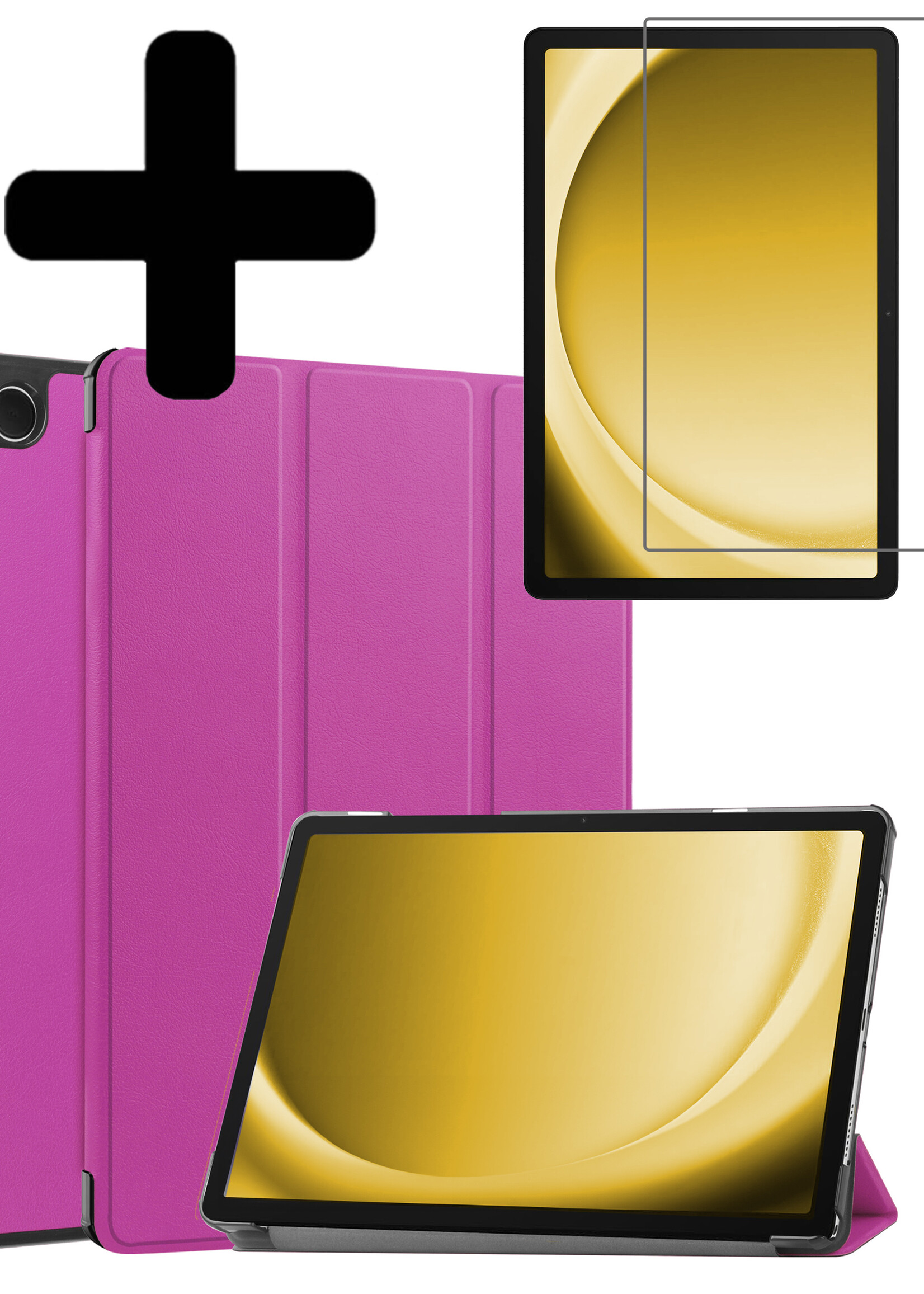 LUQ Hoes Geschikt voor Samsung Galaxy Tab A9 Hoes Luxe Hoesje Book Case Met Screenprotector - Hoesje Geschikt voor Samsung Tab A9 Hoes Cover - Paars