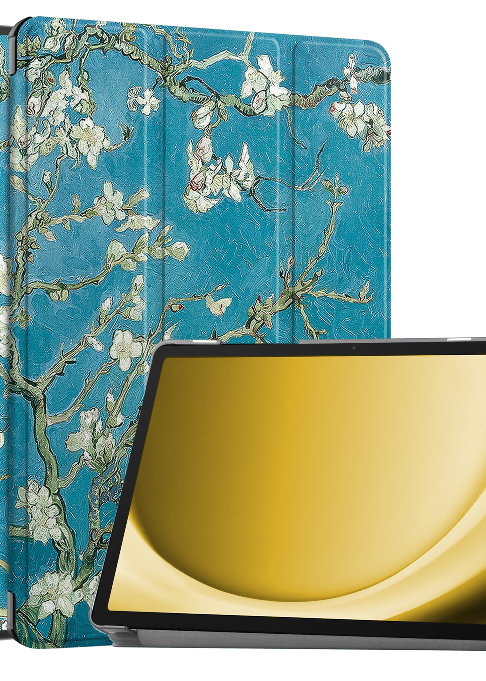 LUQ Hoes Geschikt voor Samsung Galaxy Tab A9 Plus Hoes Luxe Hoesje Book Case - Hoesje Geschikt voor Samsung Tab A9 Plus Hoes Cover - Bloesem