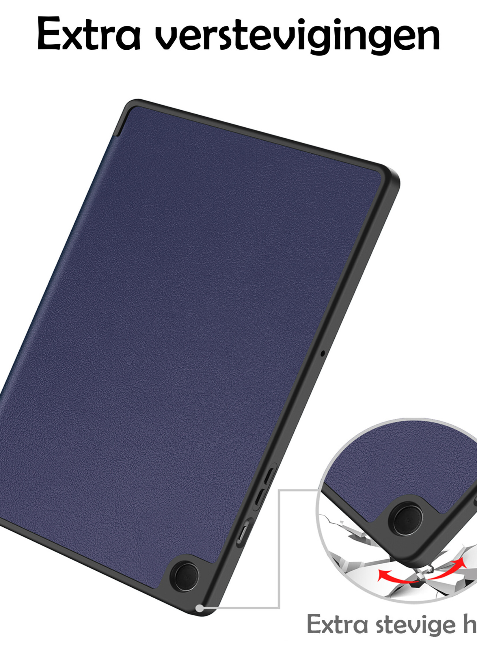 LUQ Hoes Geschikt voor Samsung Galaxy Tab A9 Plus Hoes Luxe Hoesje Book Case - Hoesje Geschikt voor Samsung Tab A9 Plus Hoes Cover - Donkerblauw