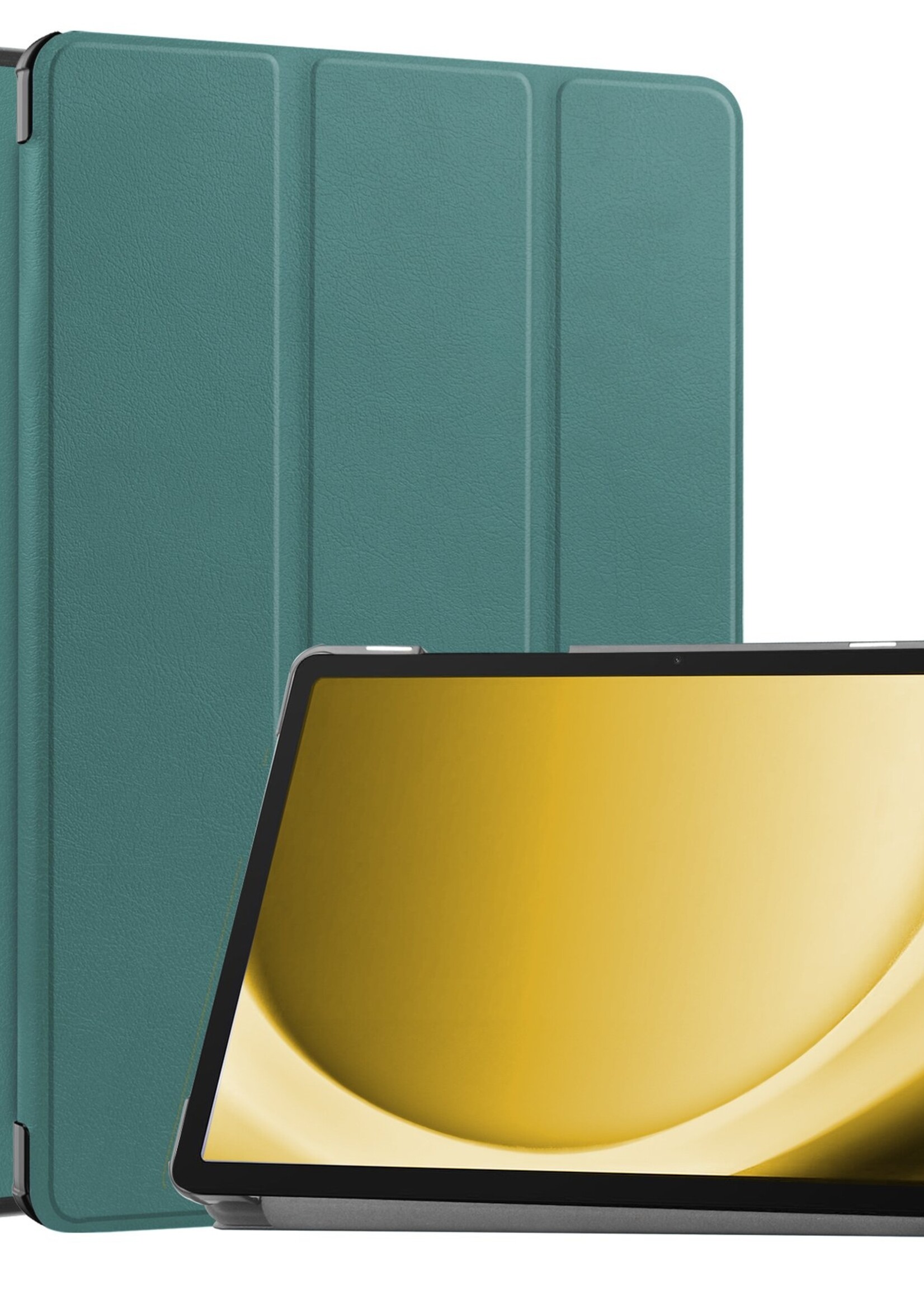 LUQ Hoes Geschikt voor Samsung Galaxy Tab A9 Plus Hoes Luxe Hoesje Book Case - Hoesje Geschikt voor Samsung Tab A9 Plus Hoes Cover - Donkergroen