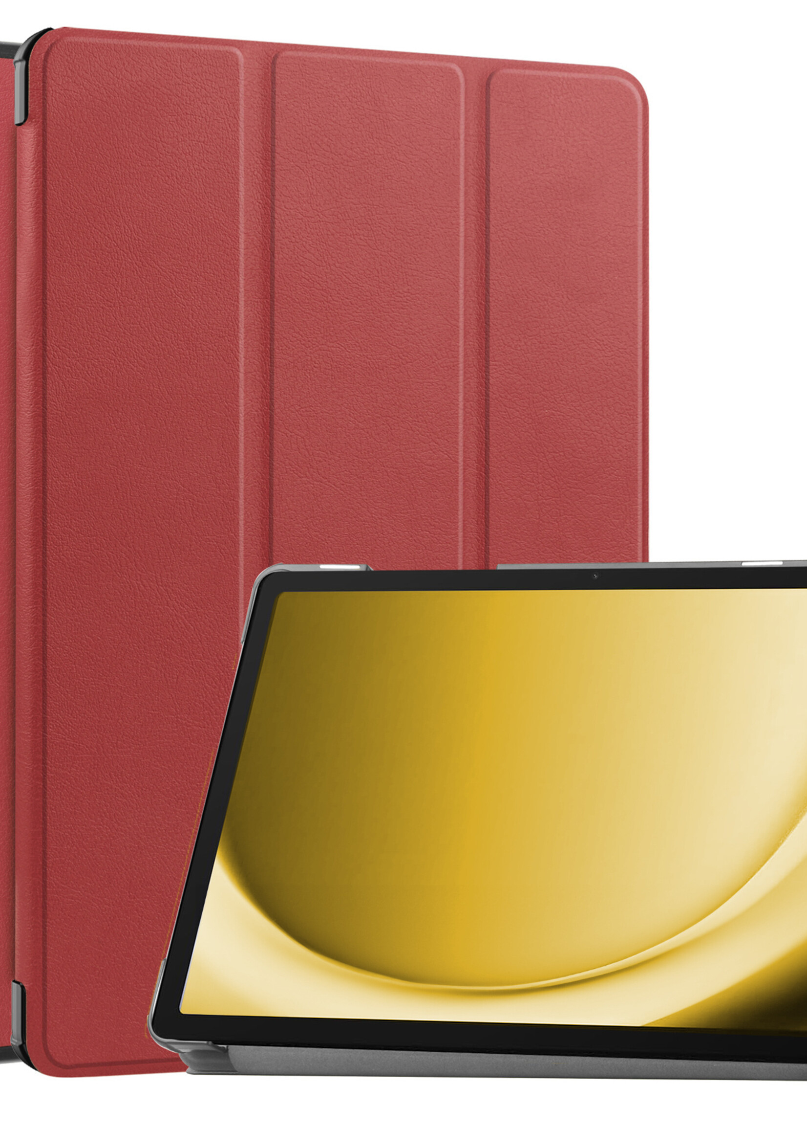 LUQ Hoes Geschikt voor Samsung Galaxy Tab A9 Plus Hoes Luxe Hoesje Book Case - Hoesje Geschikt voor Samsung Tab A9 Plus Hoes Cover - Donkerrood
