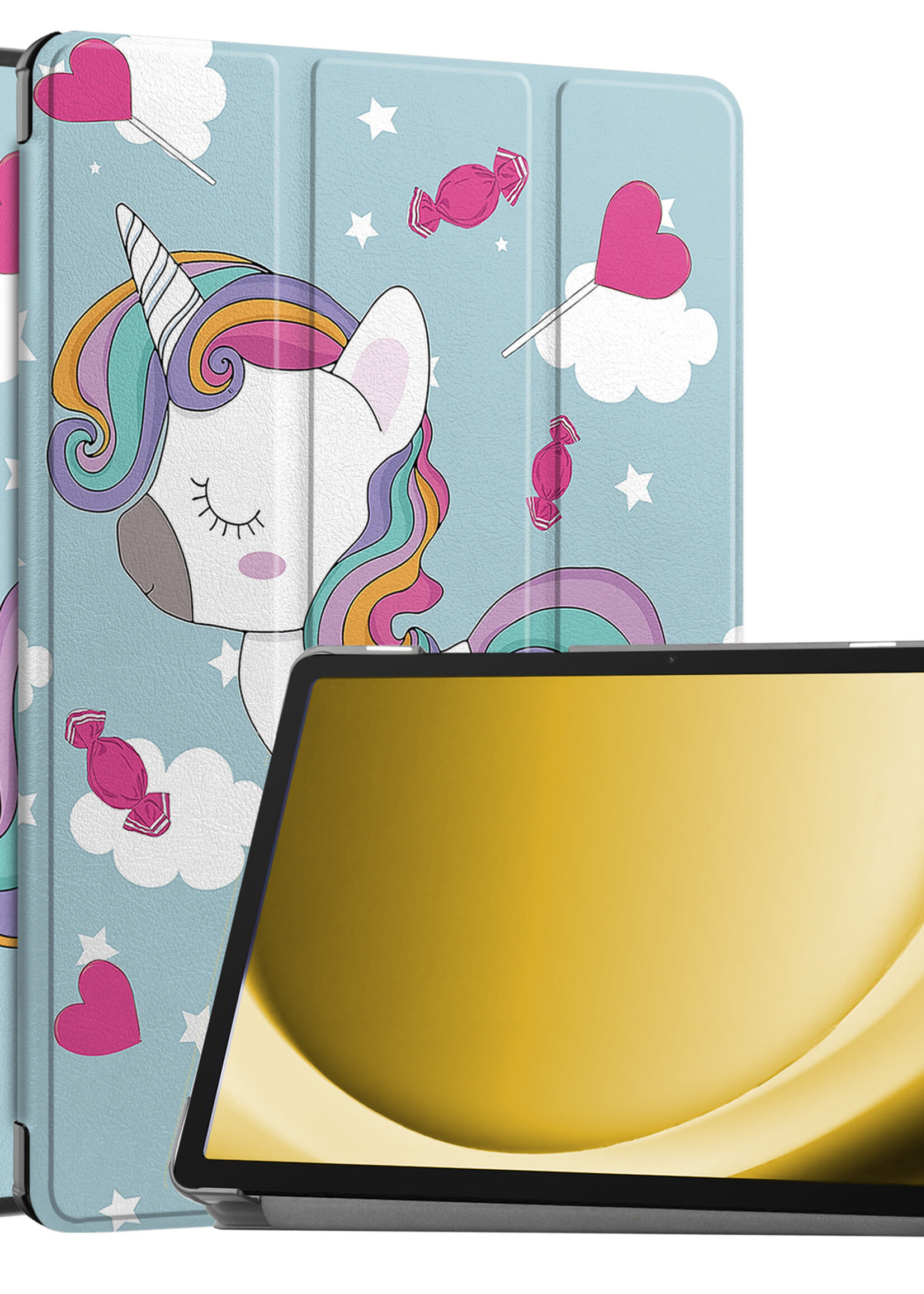 LUQ Hoes Geschikt voor Samsung Galaxy Tab A9 Plus Hoes Luxe Hoesje Book Case - Hoesje Geschikt voor Samsung Tab A9 Plus Hoes Cover - Eenhoorn