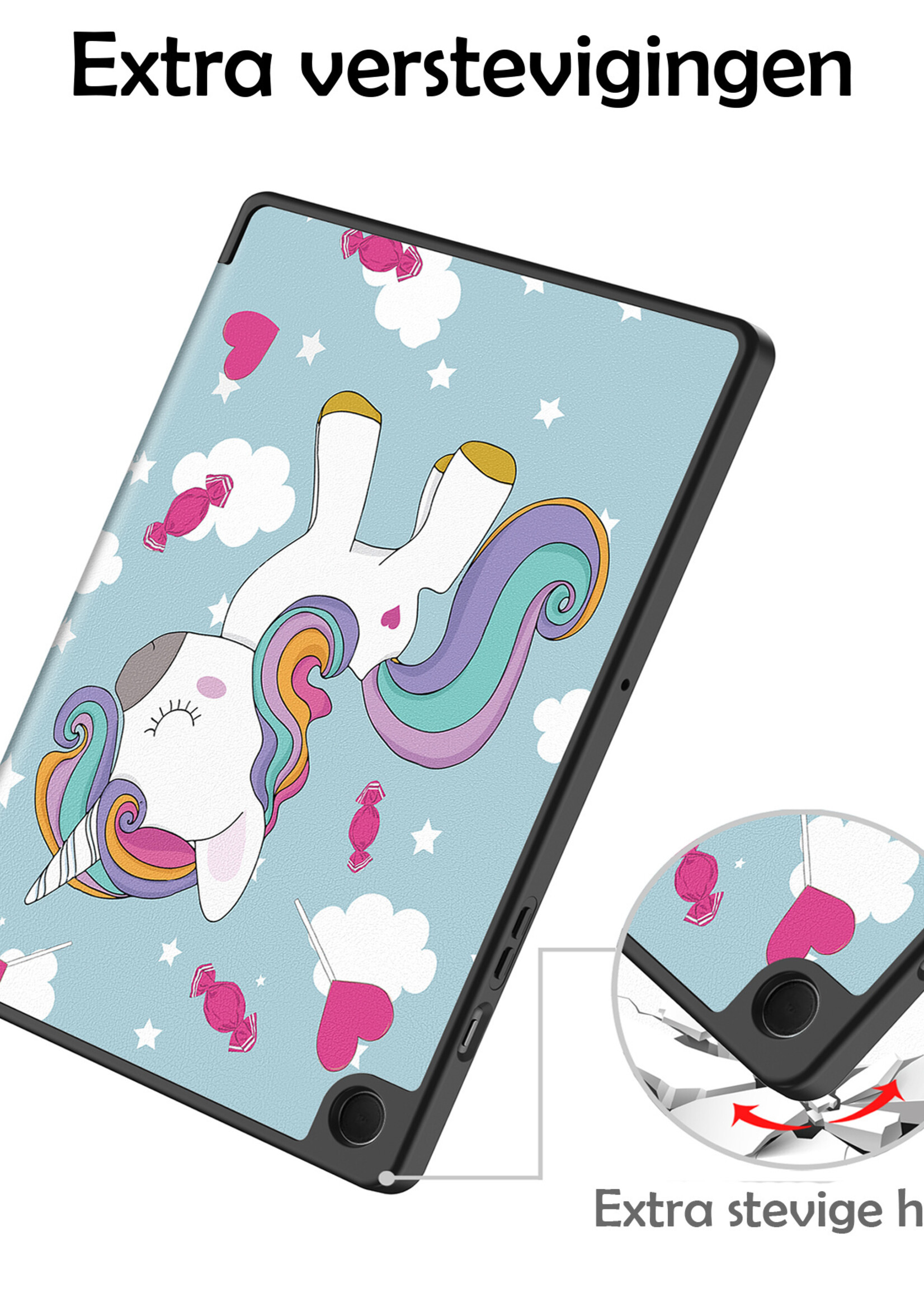 LUQ Hoes Geschikt voor Samsung Galaxy Tab A9 Plus Hoes Luxe Hoesje Book Case - Hoesje Geschikt voor Samsung Tab A9 Plus Hoes Cover - Eenhoorn