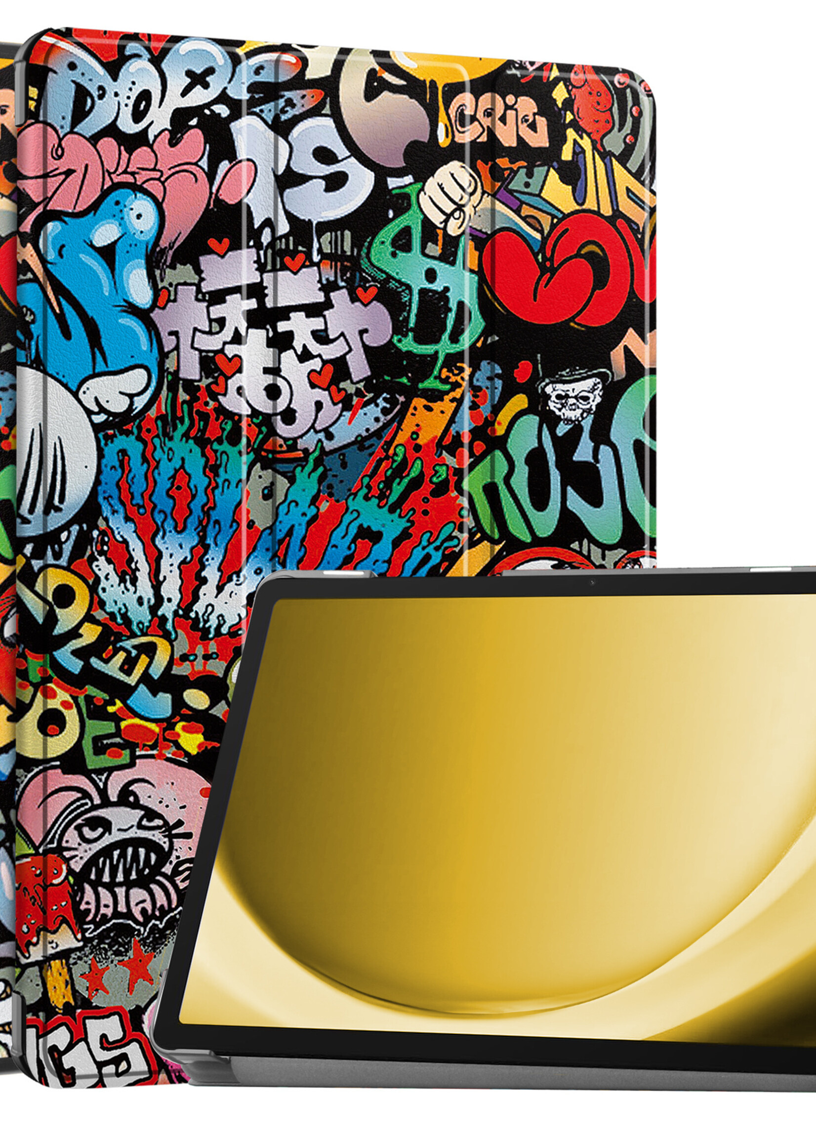 LUQ Hoes Geschikt voor Samsung Galaxy Tab A9 Plus Hoes Luxe Hoesje Book Case - Hoesje Geschikt voor Samsung Tab A9 Plus Hoes Cover - Graffity