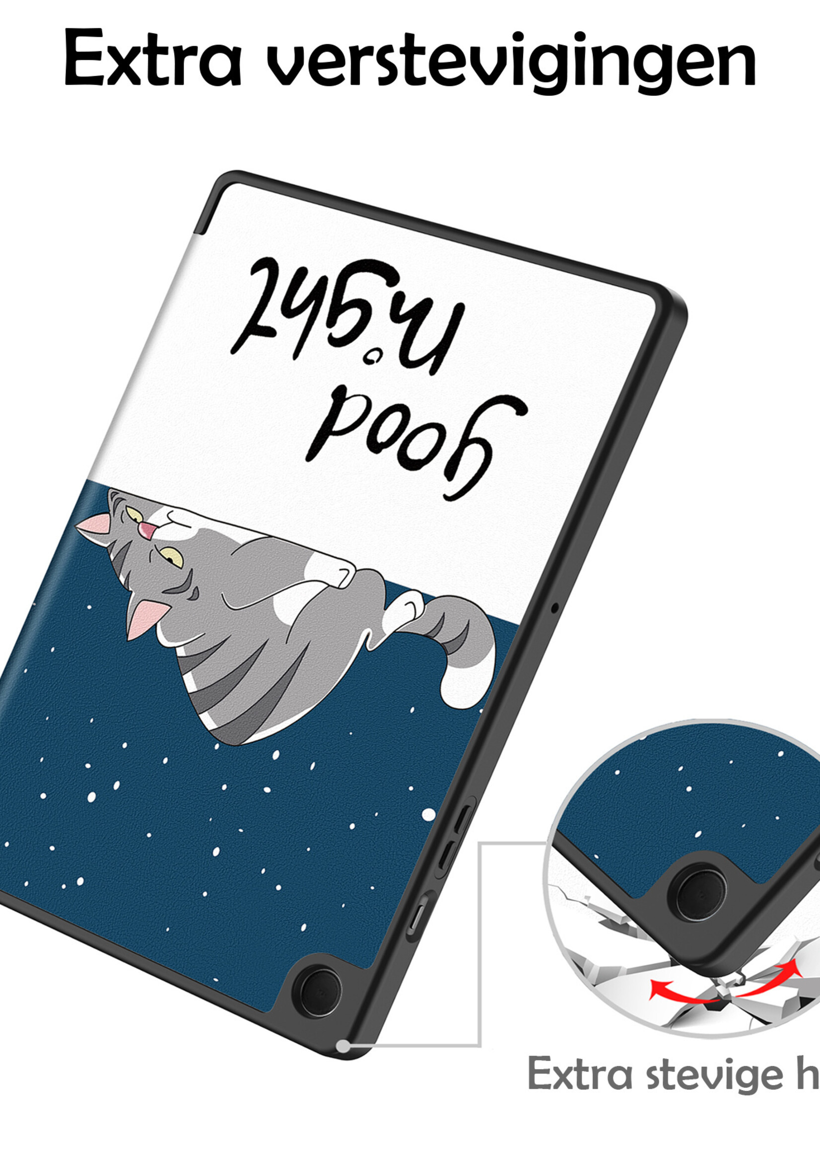 LUQ Hoes Geschikt voor Samsung Galaxy Tab A9 Plus Hoes Luxe Hoesje Book Case - Hoesje Geschikt voor Samsung Tab A9 Plus Hoes Cover - Kat