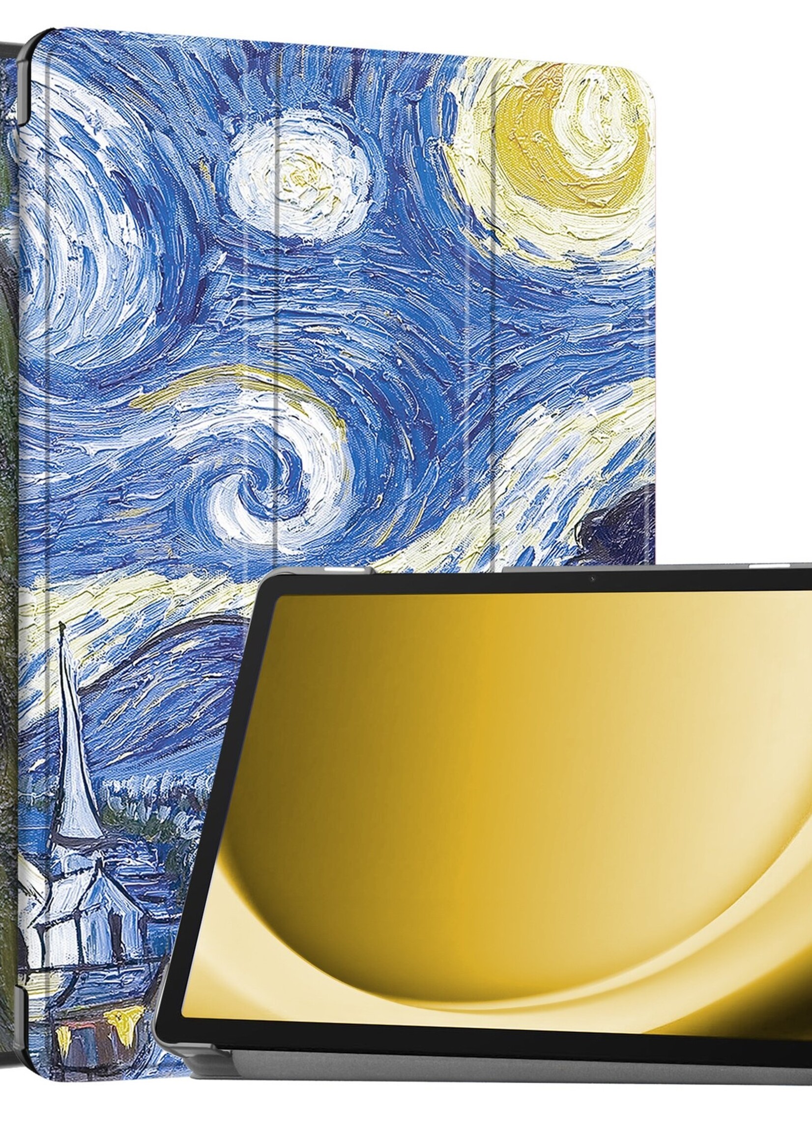 LUQ Hoes Geschikt voor Samsung Galaxy Tab A9 Plus Hoes Luxe Hoesje Book Case - Hoesje Geschikt voor Samsung Tab A9 Plus Hoes Cover - Sterrenhemel