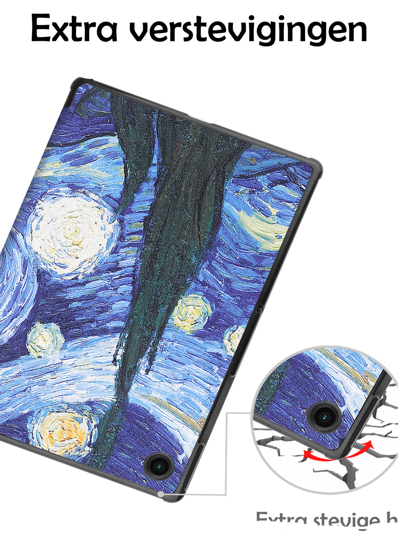 LUQ Hoes Geschikt voor Samsung Galaxy Tab A9 Plus Hoes Luxe Hoesje Book Case - Hoesje Geschikt voor Samsung Tab A9 Plus Hoes Cover - Sterrenhemel