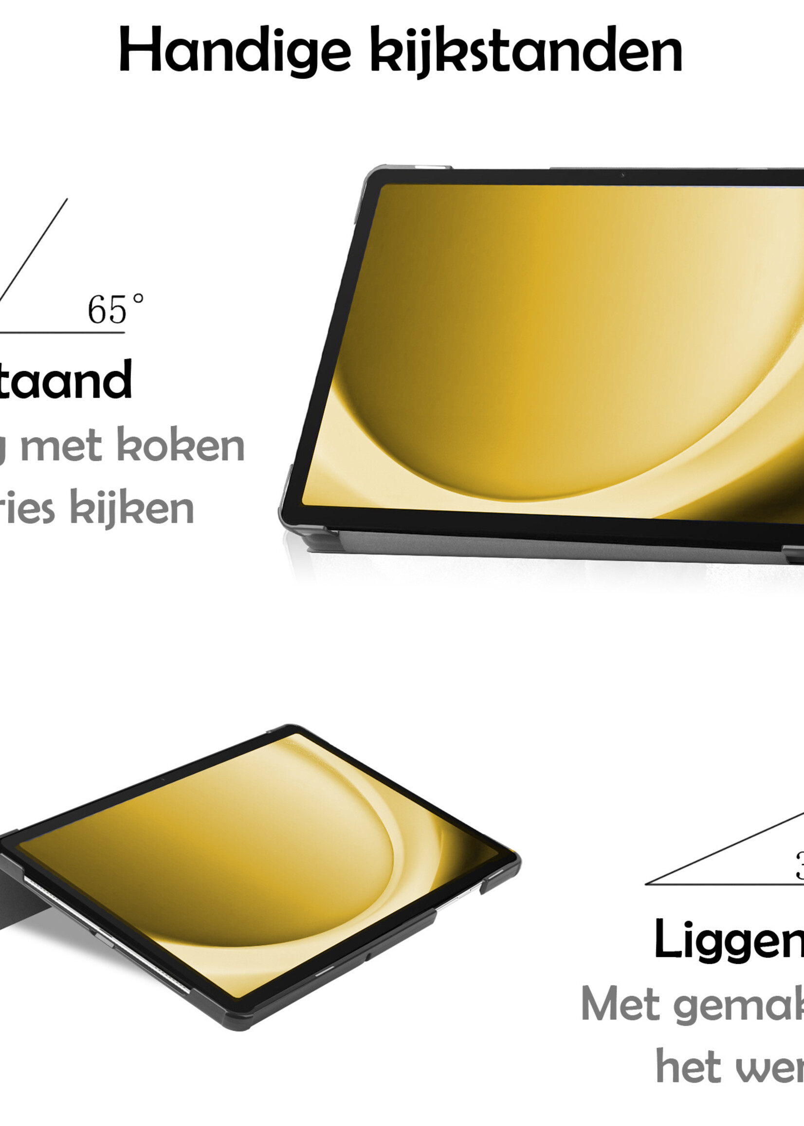 LUQ Hoes Geschikt voor Samsung Galaxy Tab A9 Plus Hoes Luxe Hoesje Book Case - Hoesje Geschikt voor Samsung Tab A9 Plus Hoes Cover - Zwart