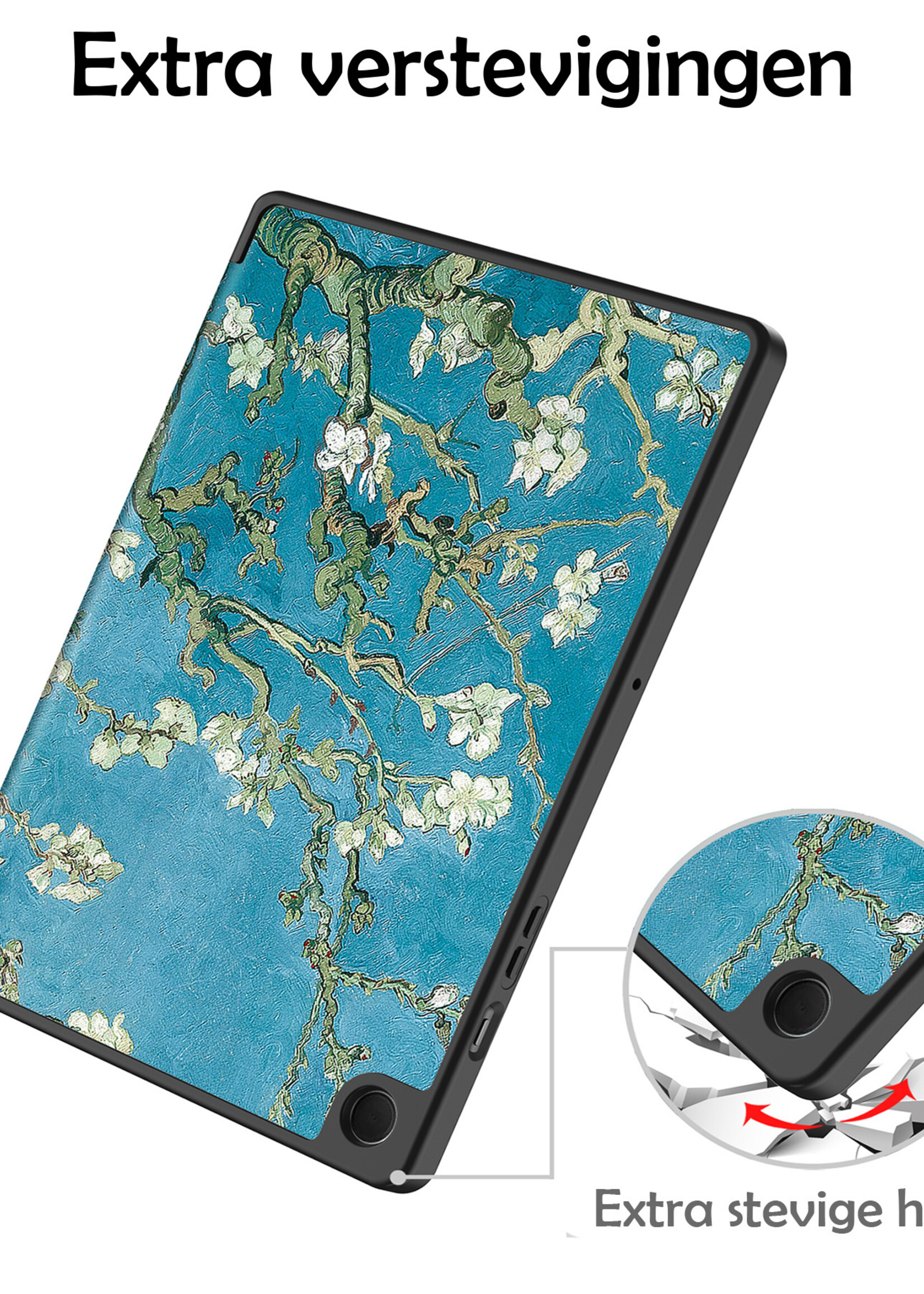 LUQ Hoes Geschikt voor Samsung Galaxy Tab A9 Plus Hoes Luxe Hoesje Book Case Met Screenprotector - Hoesje Geschikt voor Samsung Tab A9 Plus Hoes Cover - Bloesem