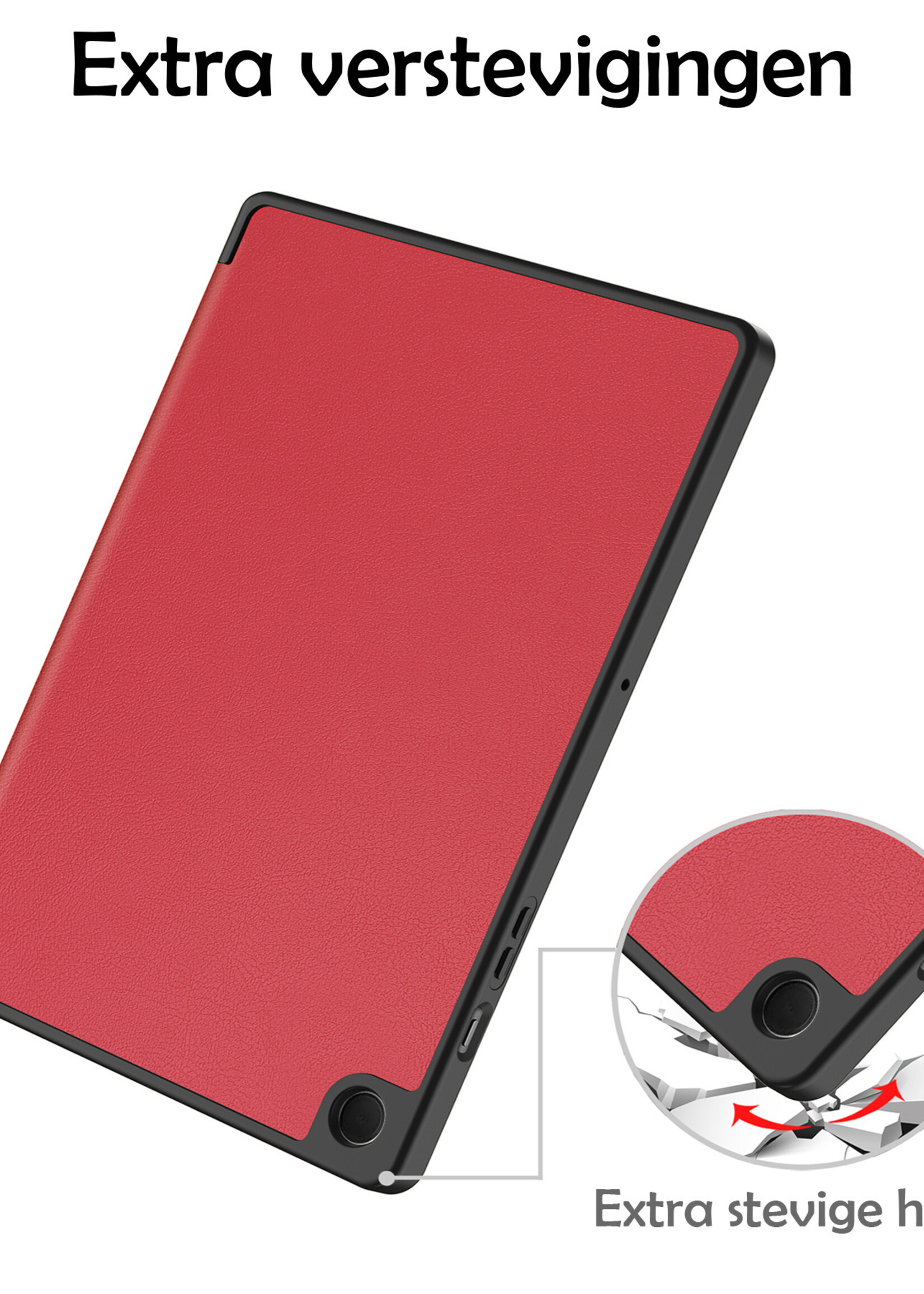 LUQ Hoes Geschikt voor Samsung Galaxy Tab A9 Plus Hoes Luxe Hoesje Book Case Met Screenprotector - Hoesje Geschikt voor Samsung Tab A9 Plus Hoes Cover - Donkerrood