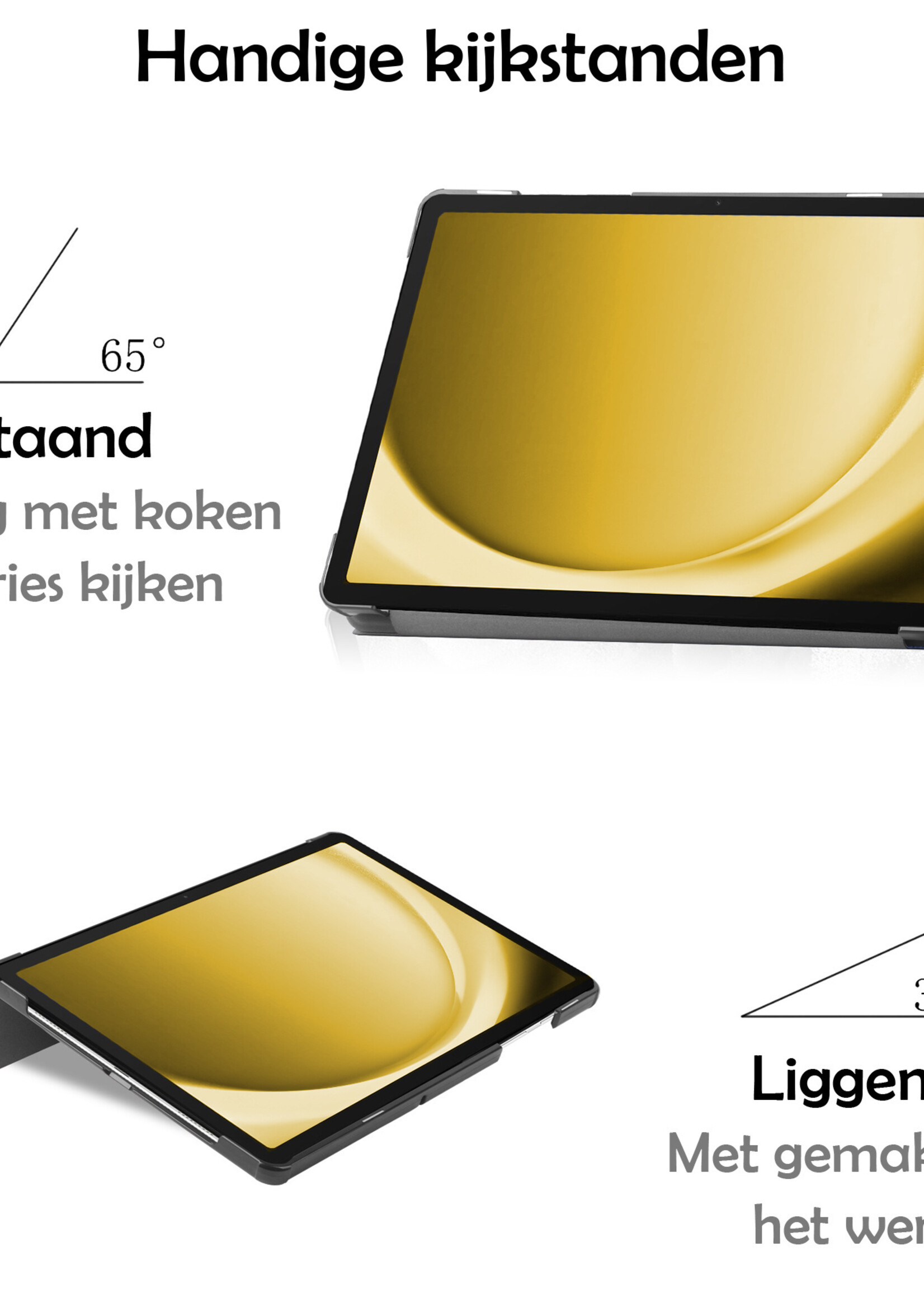 LUQ Hoes Geschikt voor Samsung Galaxy Tab A9 Plus Hoes Luxe Hoesje Book Case Met Screenprotector - Hoesje Geschikt voor Samsung Tab A9 Plus Hoes Cover - Galaxy