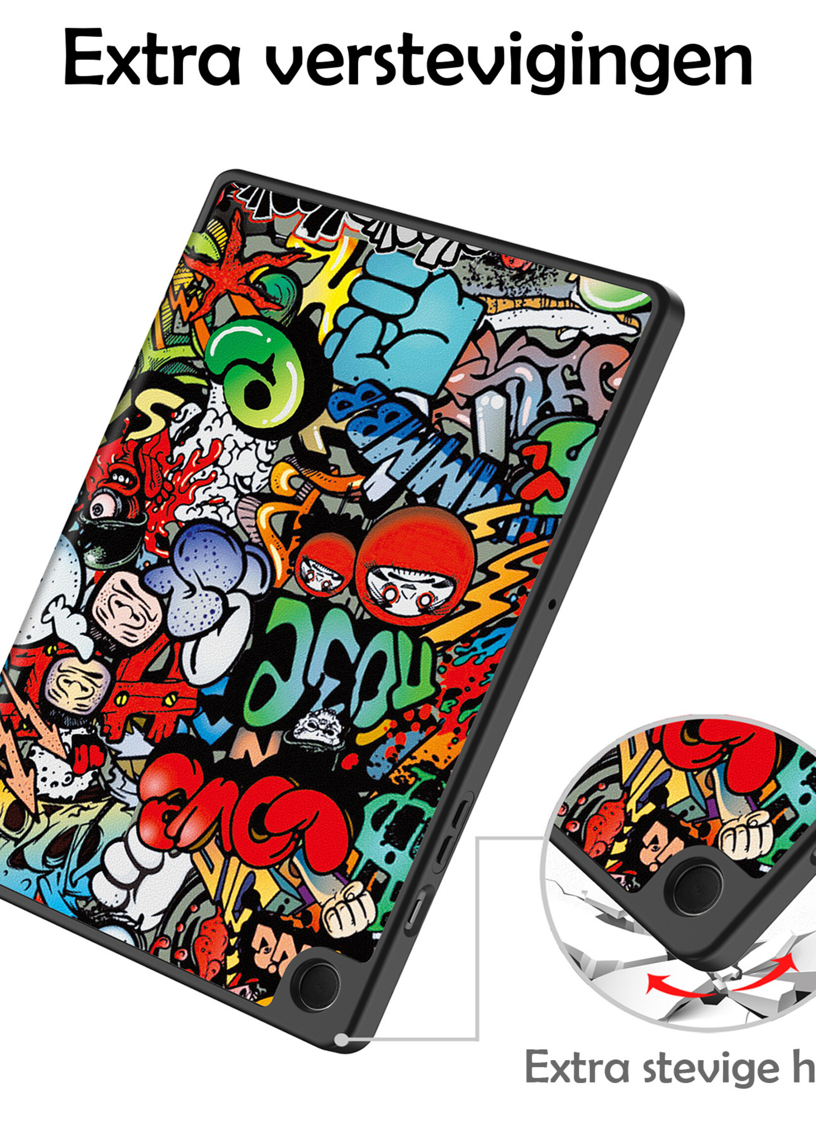 LUQ Hoes Geschikt voor Samsung Galaxy Tab A9 Plus Hoes Luxe Hoesje Book Case Met Screenprotector - Hoesje Geschikt voor Samsung Tab A9 Plus Hoes Cover - Graffity