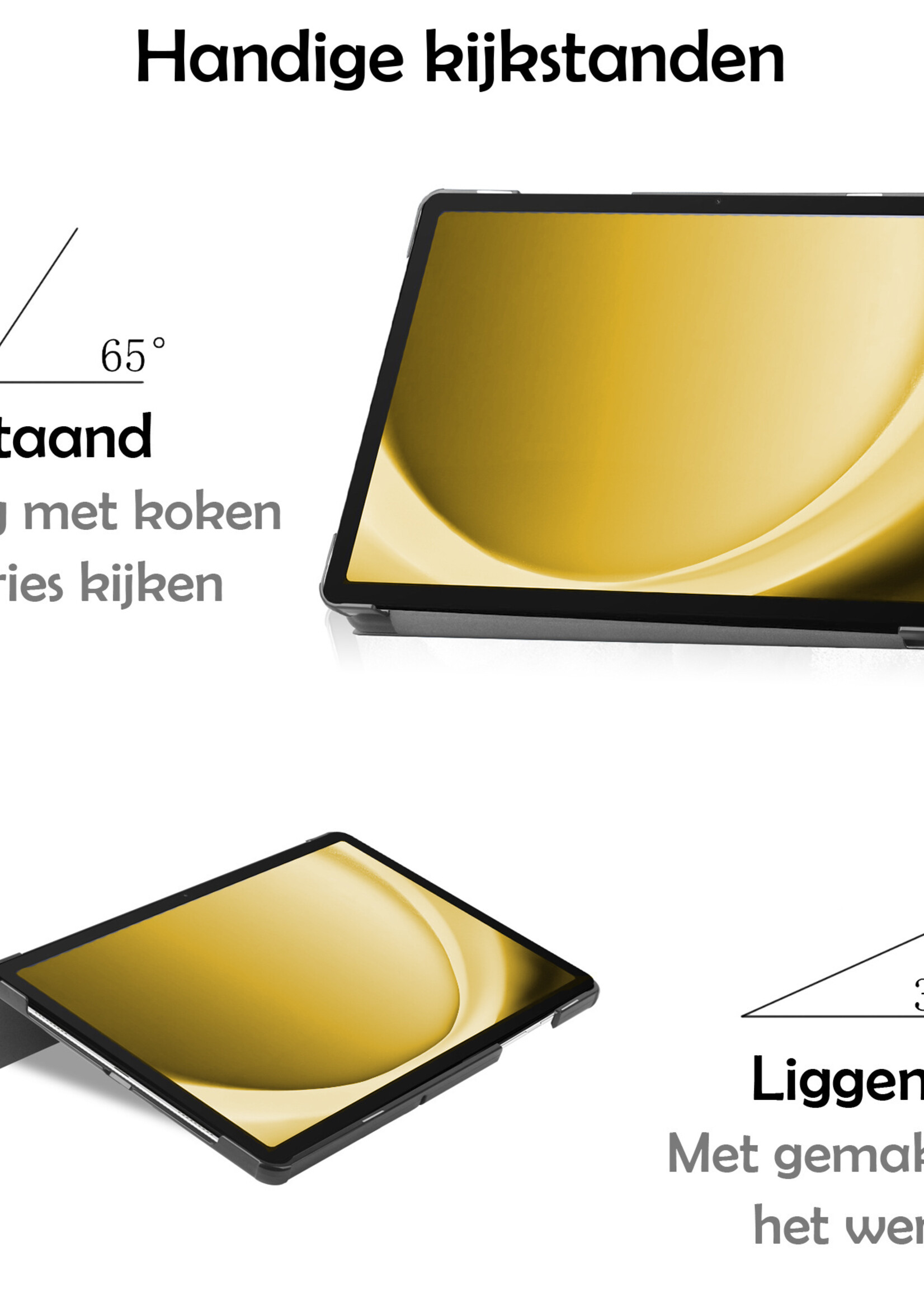 LUQ Hoes Geschikt voor Samsung Galaxy Tab A9 Plus Hoes Luxe Hoesje Book Case Met Screenprotector - Hoesje Geschikt voor Samsung Tab A9 Plus Hoes Cover - Kat