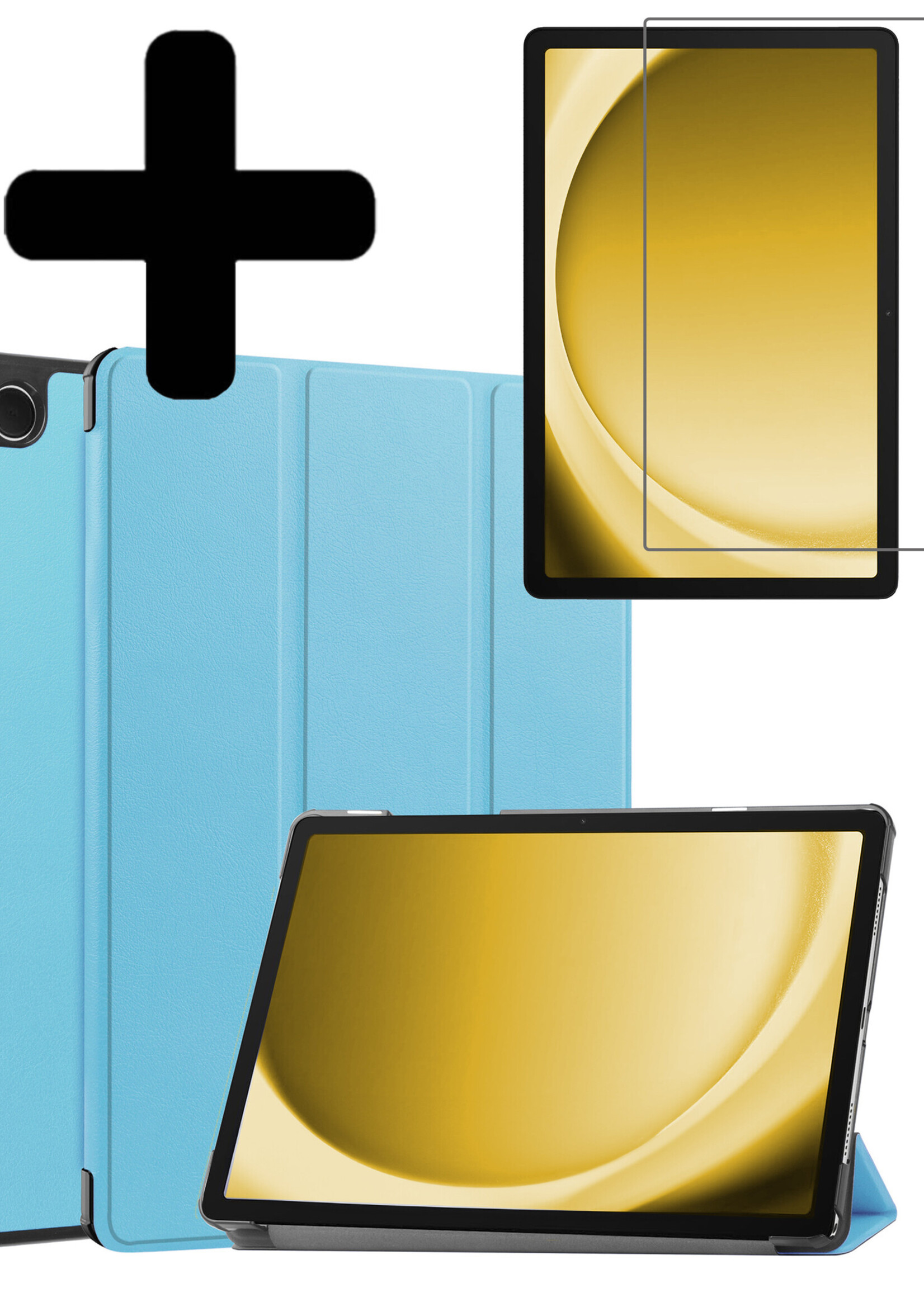 LUQ Hoes Geschikt voor Samsung Galaxy Tab A9 Plus Hoes Luxe Hoesje Book Case Met Screenprotector - Hoesje Geschikt voor Samsung Tab A9 Plus Hoes Cover - Lichtblauw