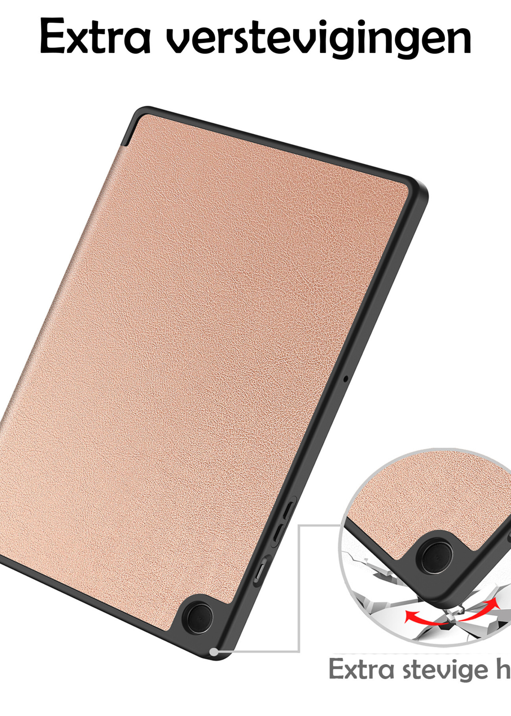 LUQ Hoes Geschikt voor Samsung Galaxy Tab A9 Plus Hoes Luxe Hoesje Book Case Met Screenprotector - Hoesje Geschikt voor Samsung Tab A9 Plus Hoes Cover - Rosé goud