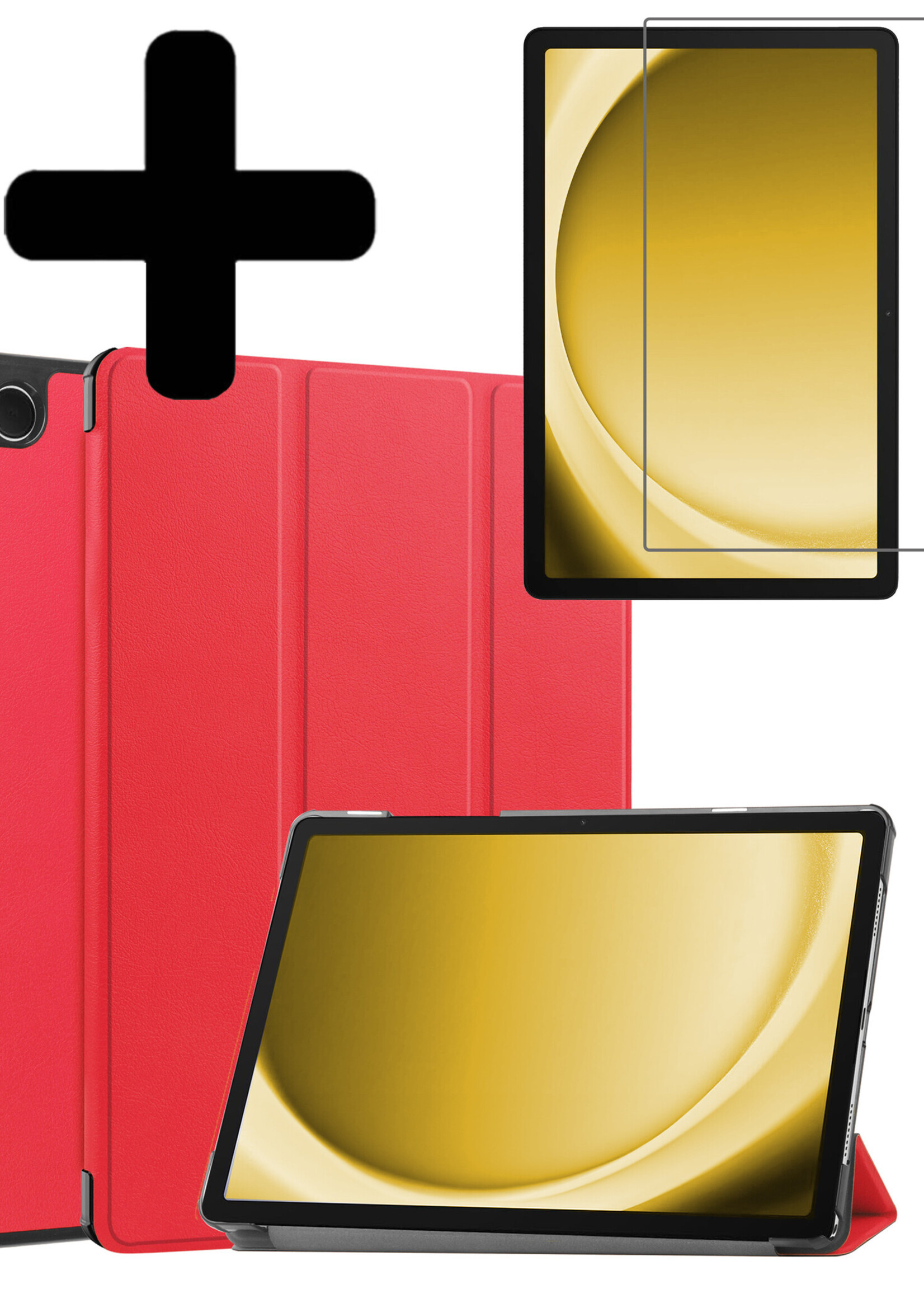 LUQ Hoes Geschikt voor Samsung Galaxy Tab A9 Plus Hoes Luxe Hoesje Book Case Met Screenprotector - Hoesje Geschikt voor Samsung Tab A9 Plus Hoes Cover - Rood