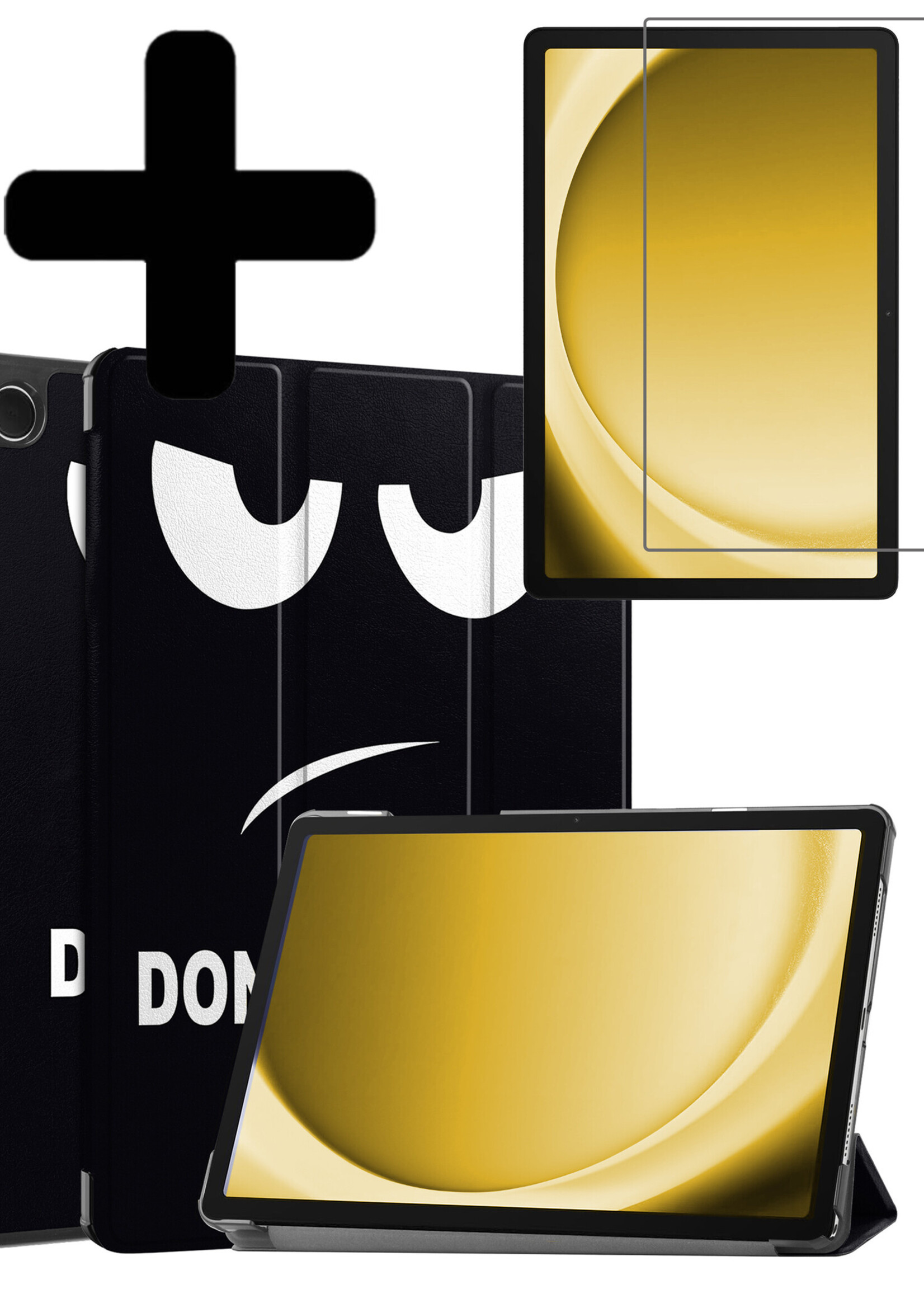 LUQ Hoes Geschikt voor Samsung Galaxy Tab A9 Plus Hoes Luxe Hoesje Book Case Met Screenprotector - Hoesje Geschikt voor Samsung Tab A9 Plus Hoes Cover - Don't Touch Me