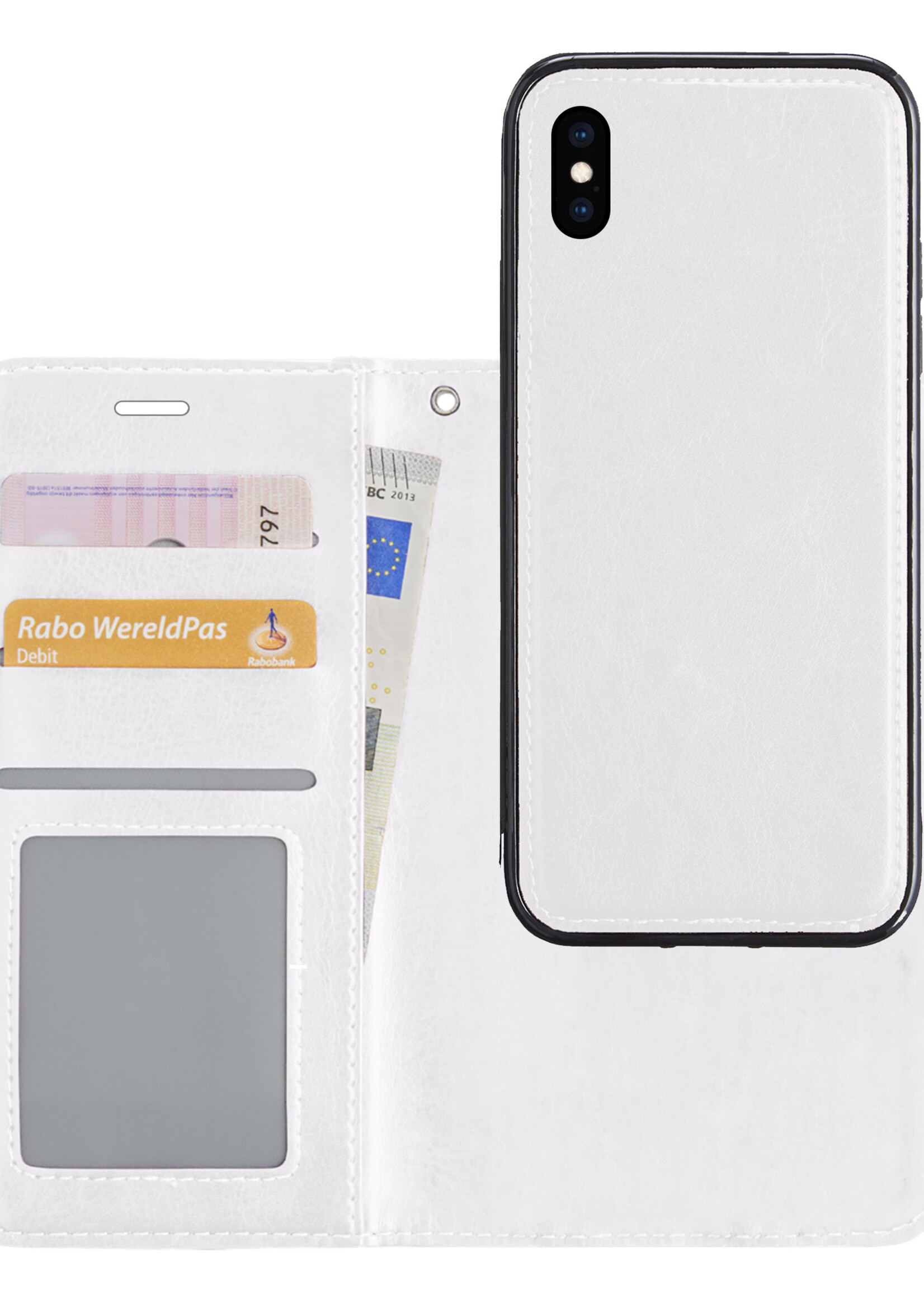 LUQ Hoesje Geschikt voor iPhone X Hoesje Case Uitneembare Bookcase 2-in-1 Hoes - Hoes Geschikt voor iPhone X Hoes Wallet Case Met Pasjeshouder Hoesje - Wit