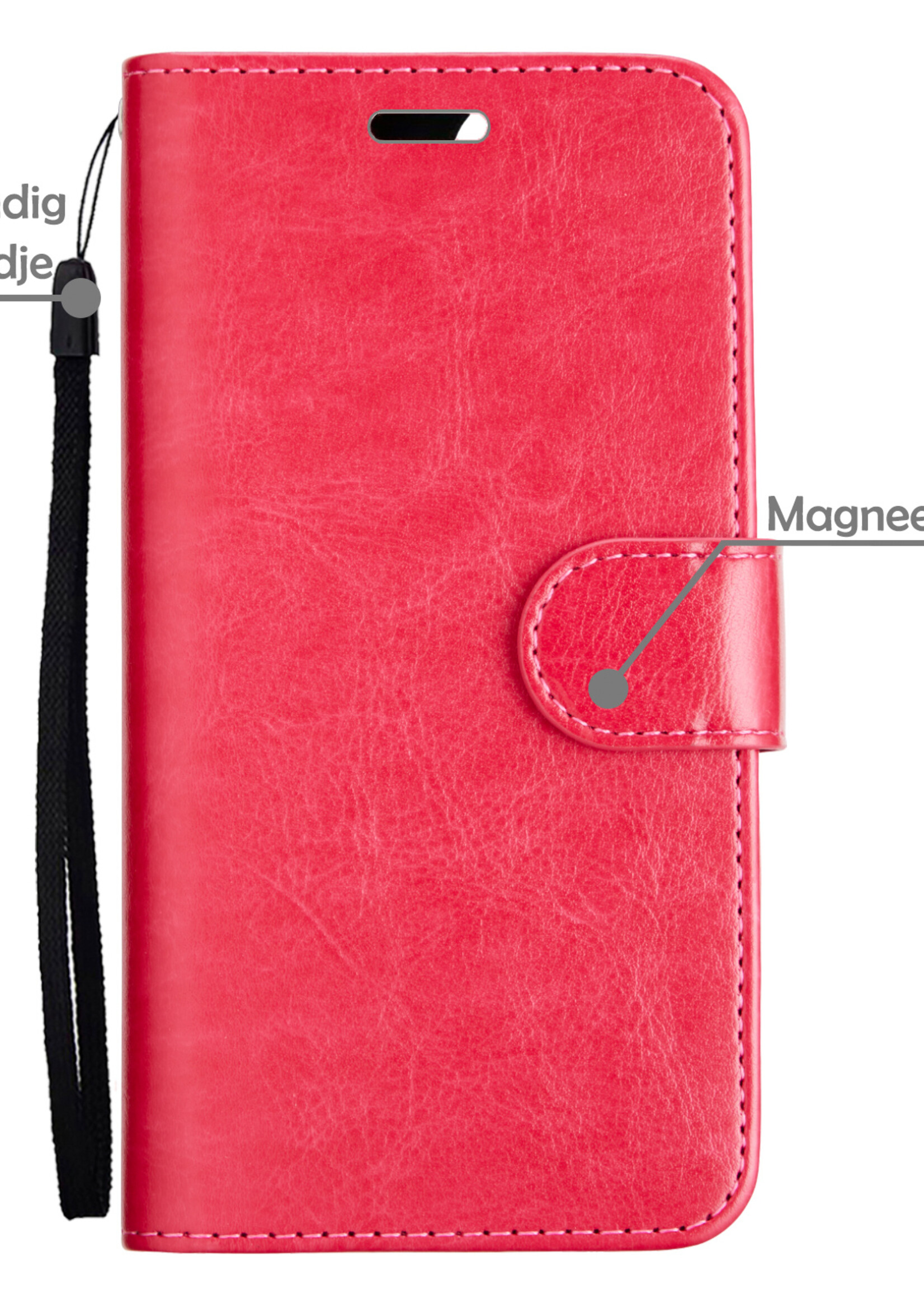 LUQ Hoesje Geschikt voor iPhone Xs Hoesje Case Uitneembare Bookcase 2-in-1 Hoes - Hoes Geschikt voor iPhone Xs Hoes Wallet Case Met Pasjeshouder Hoesje - Donkerroze