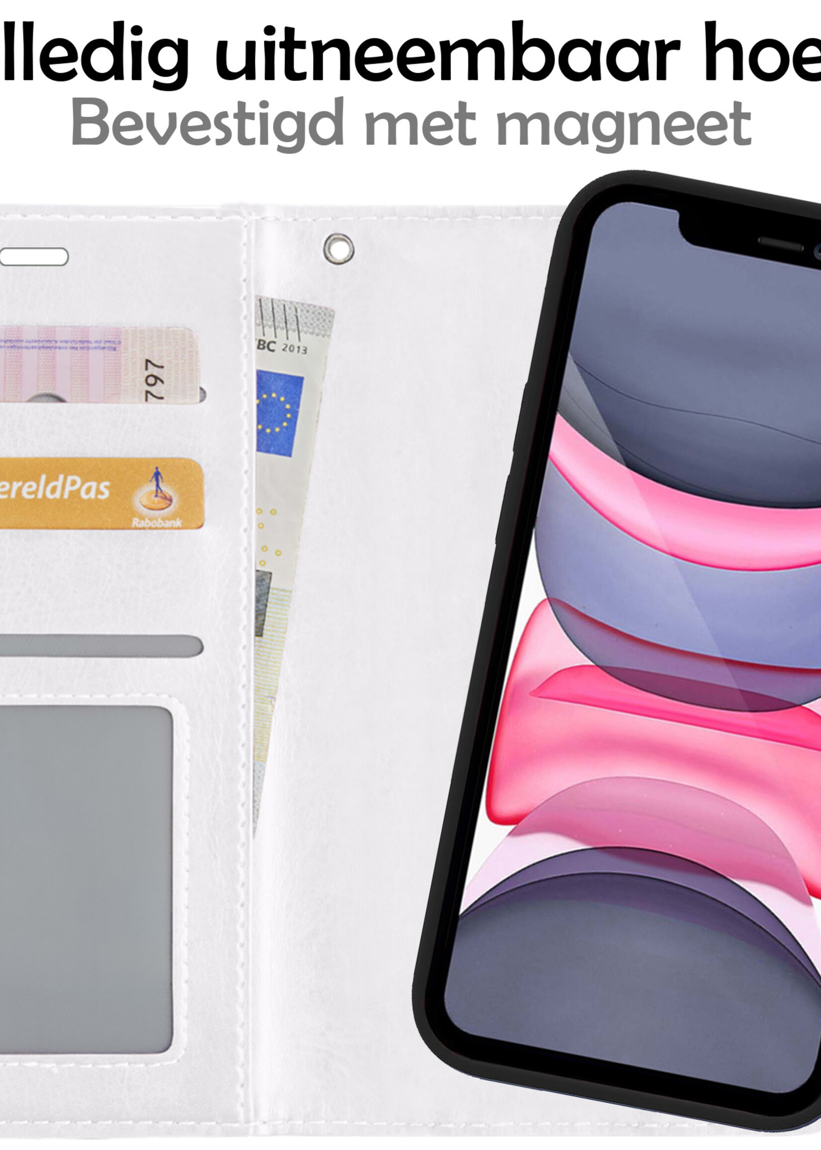 LUQ Hoesje Geschikt voor iPhone Xs Hoesje Case Uitneembare Bookcase 2-in-1 Hoes - Hoes Geschikt voor iPhone Xs Hoes Wallet Case Met Pasjeshouder Hoesje - Wit