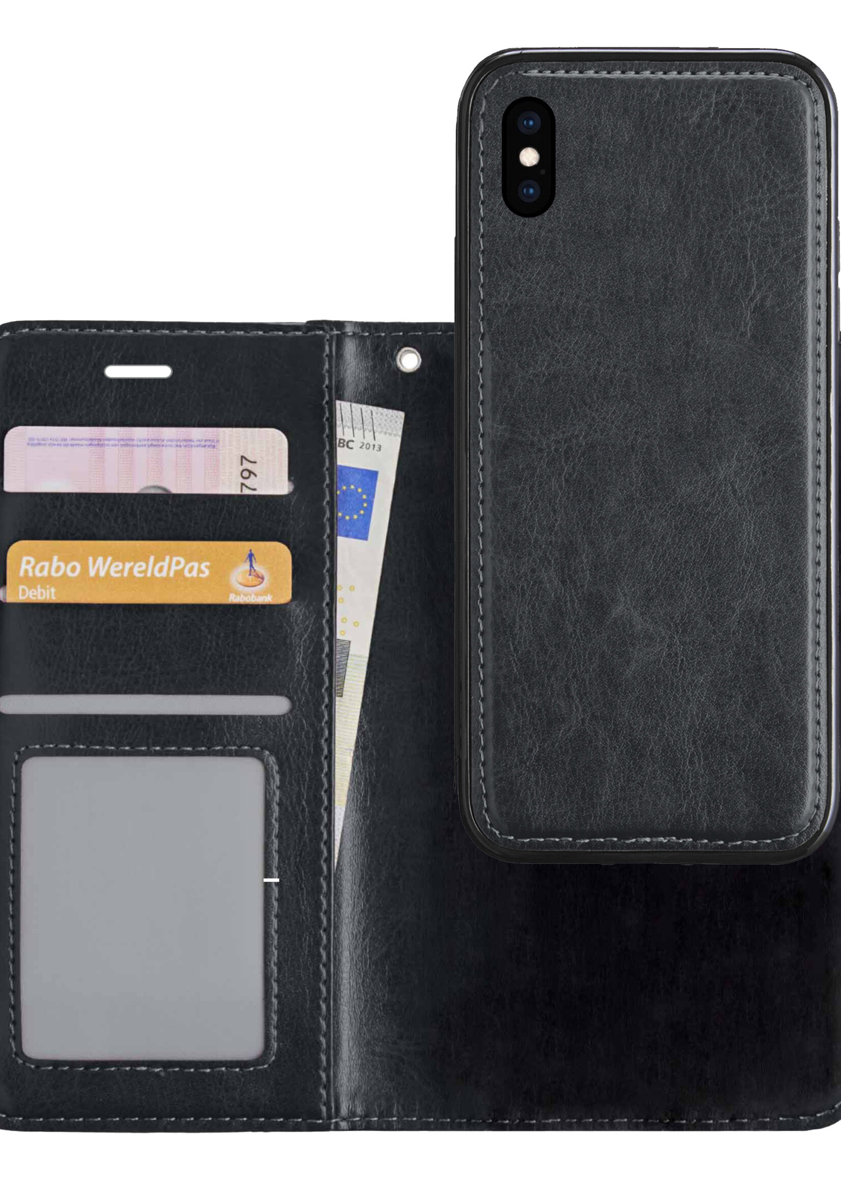 LUQ Hoesje Geschikt voor iPhone Xs Hoesje Case Uitneembare Bookcase 2-in-1 Hoes - Hoes Geschikt voor iPhone Xs Hoes Wallet Case Met Pasjeshouder Hoesje - Zwart
